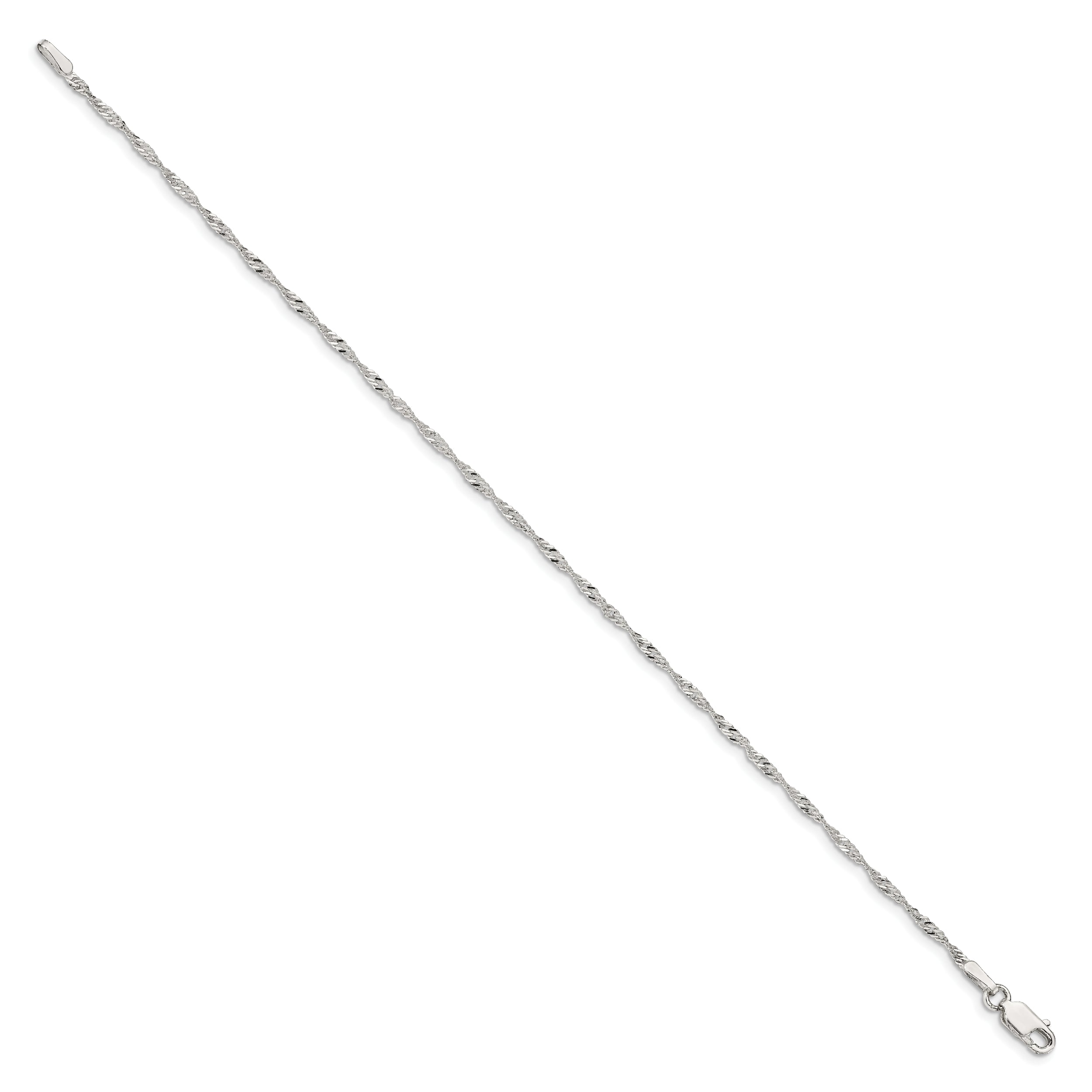 9 Inch Sterling Silver 1.75mm Singapore Chain Anklet