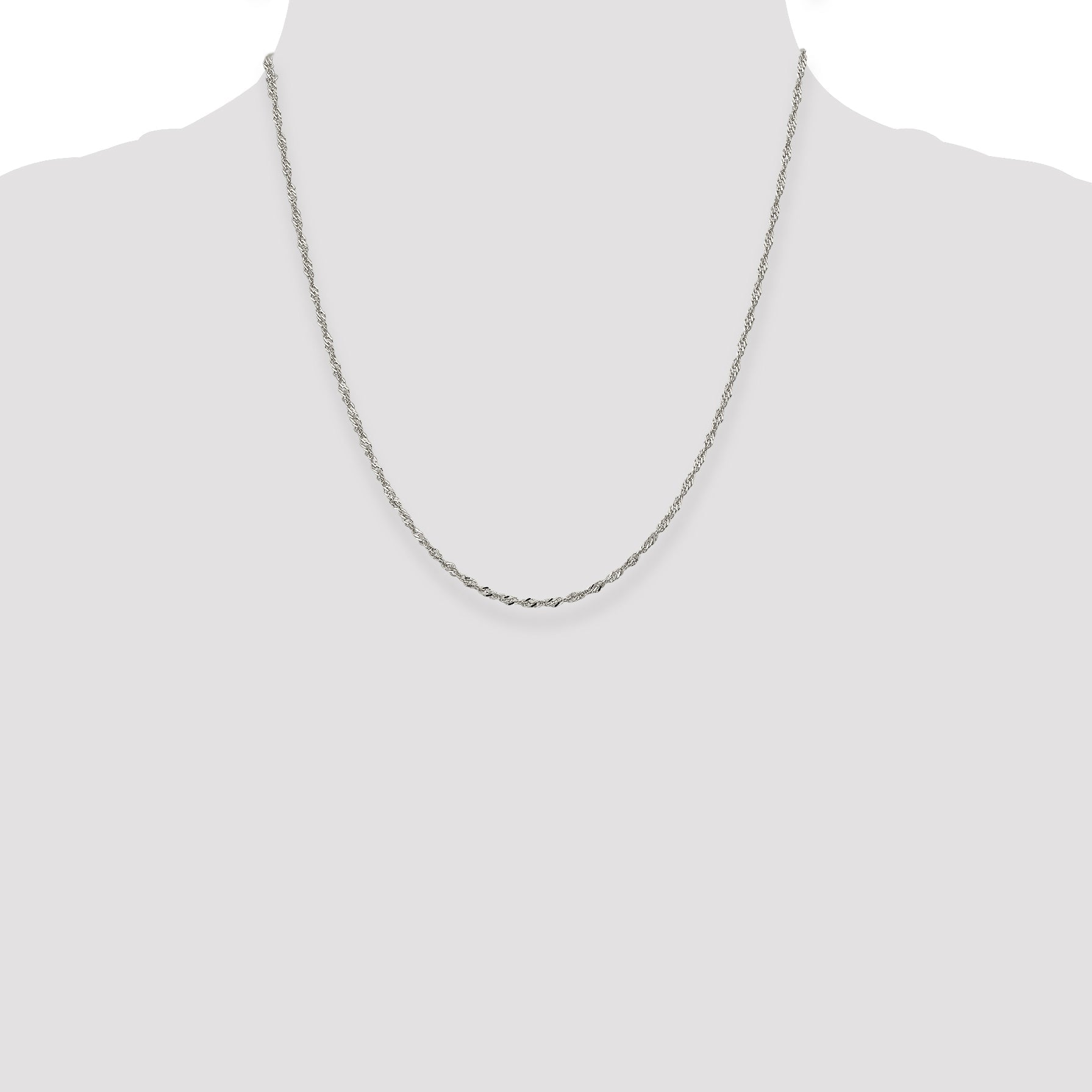 20 Inch Sterling Silver 2mm Singapore Chain Necklace