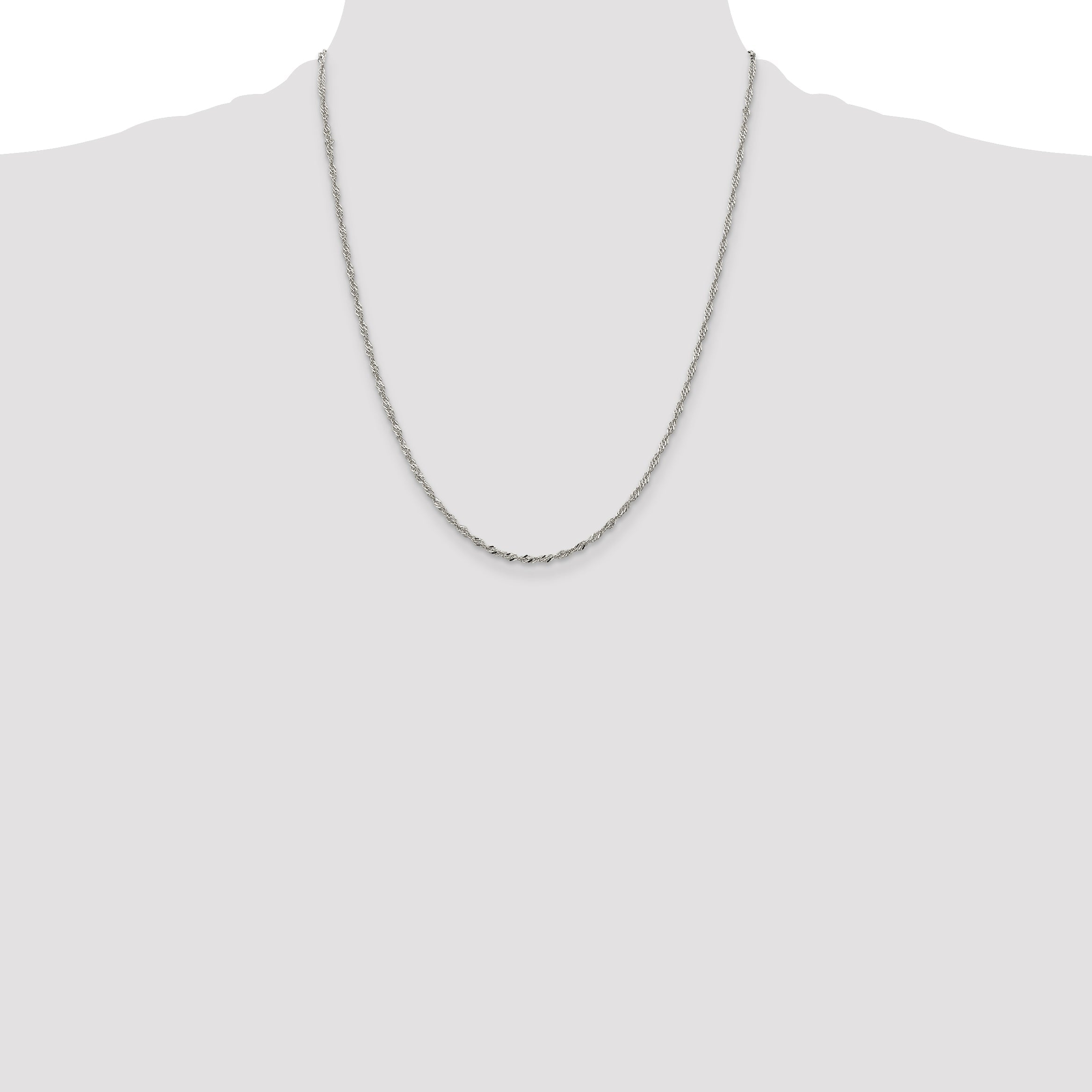 22 Inch Sterling Silver 2mm Singapore Chain Necklace