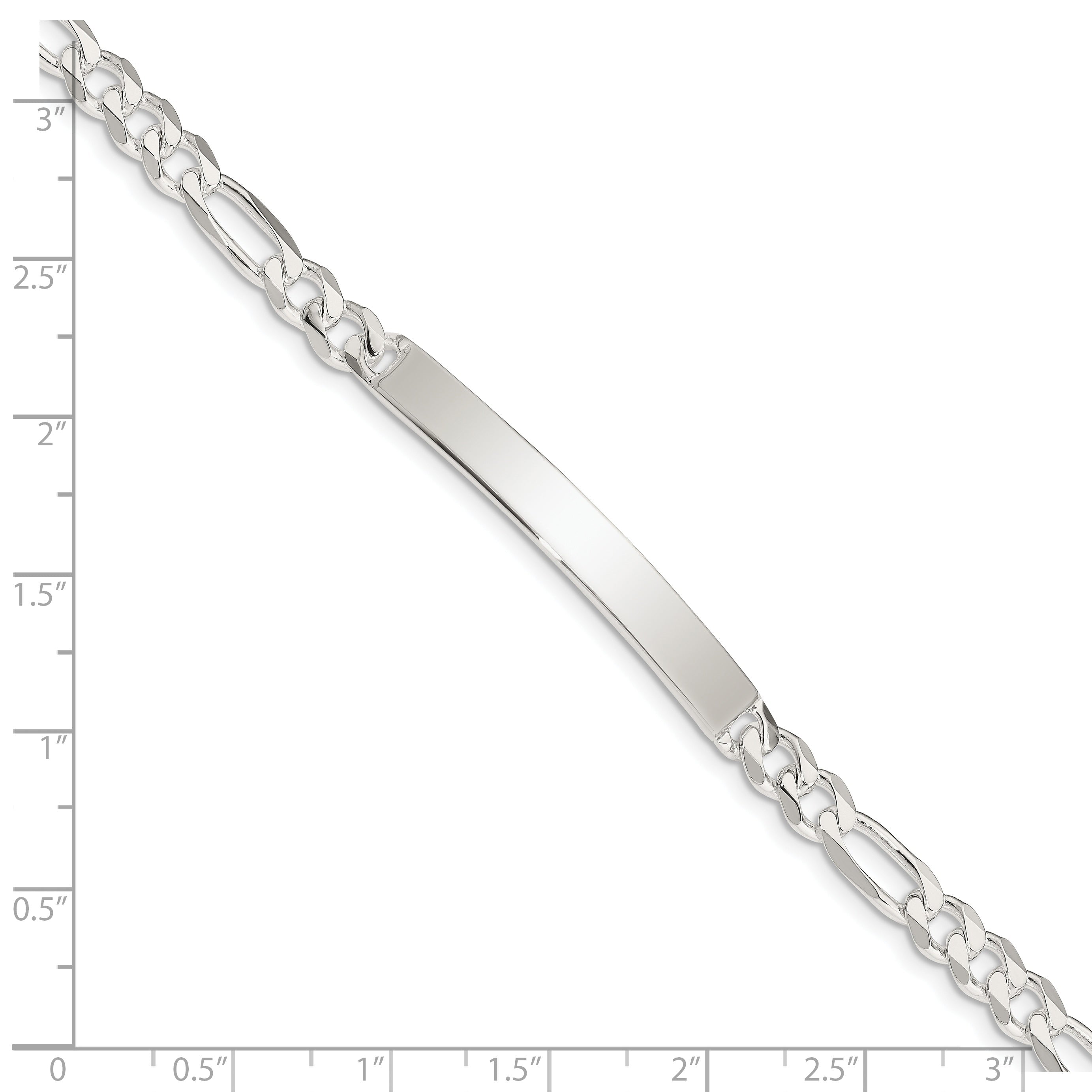 8 Inch Sterling Silver Figaro Link Id Bracelet