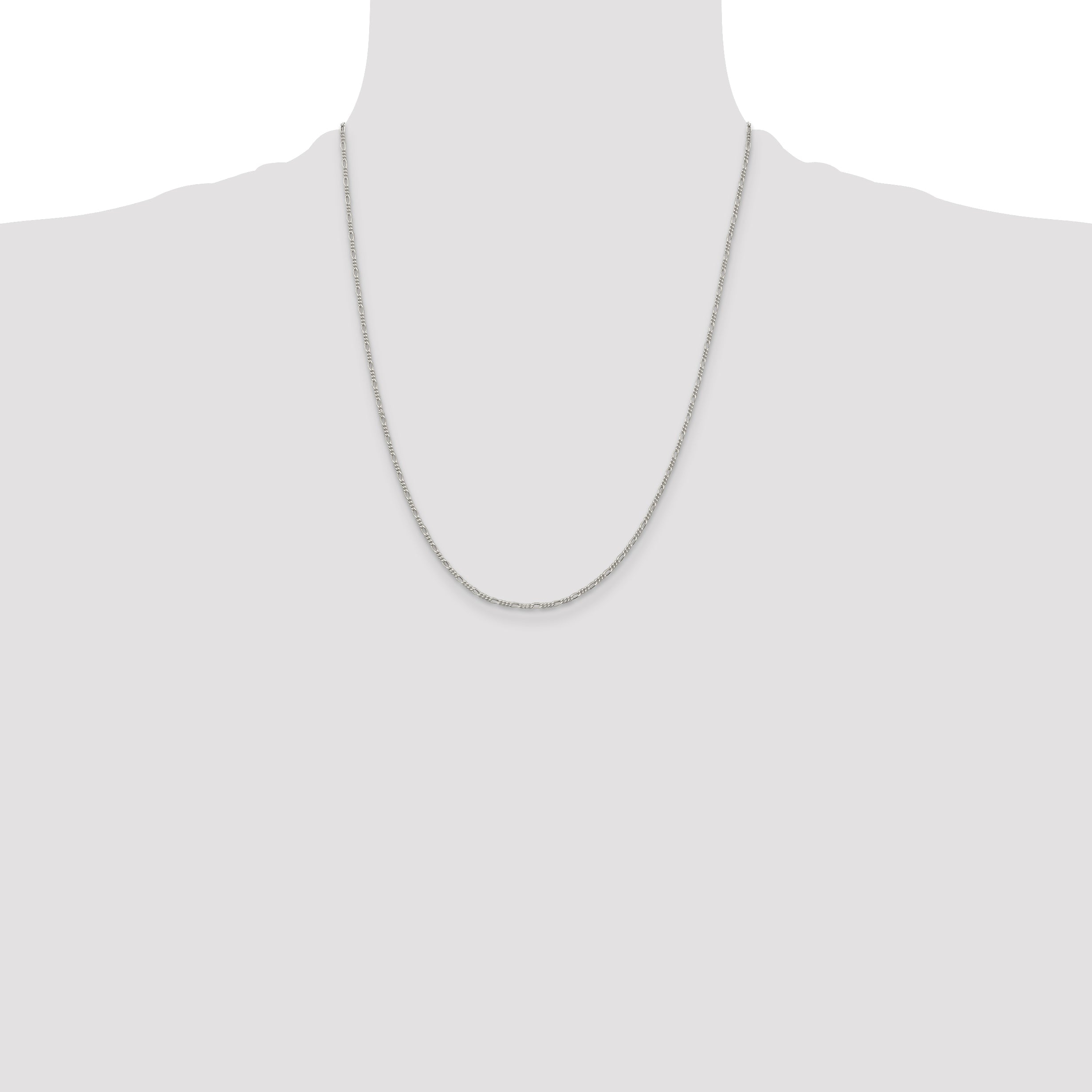 22 Inch Sterling Silver 1.4mm Figaro Chain Necklace