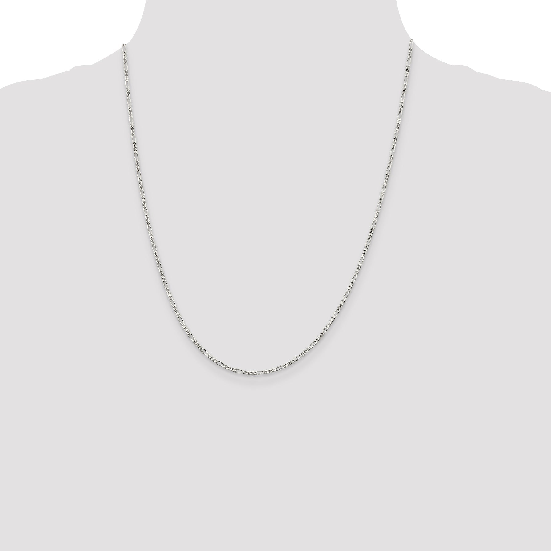 22 Inch Sterling Silver 1.75mm Figaro Chain Necklace