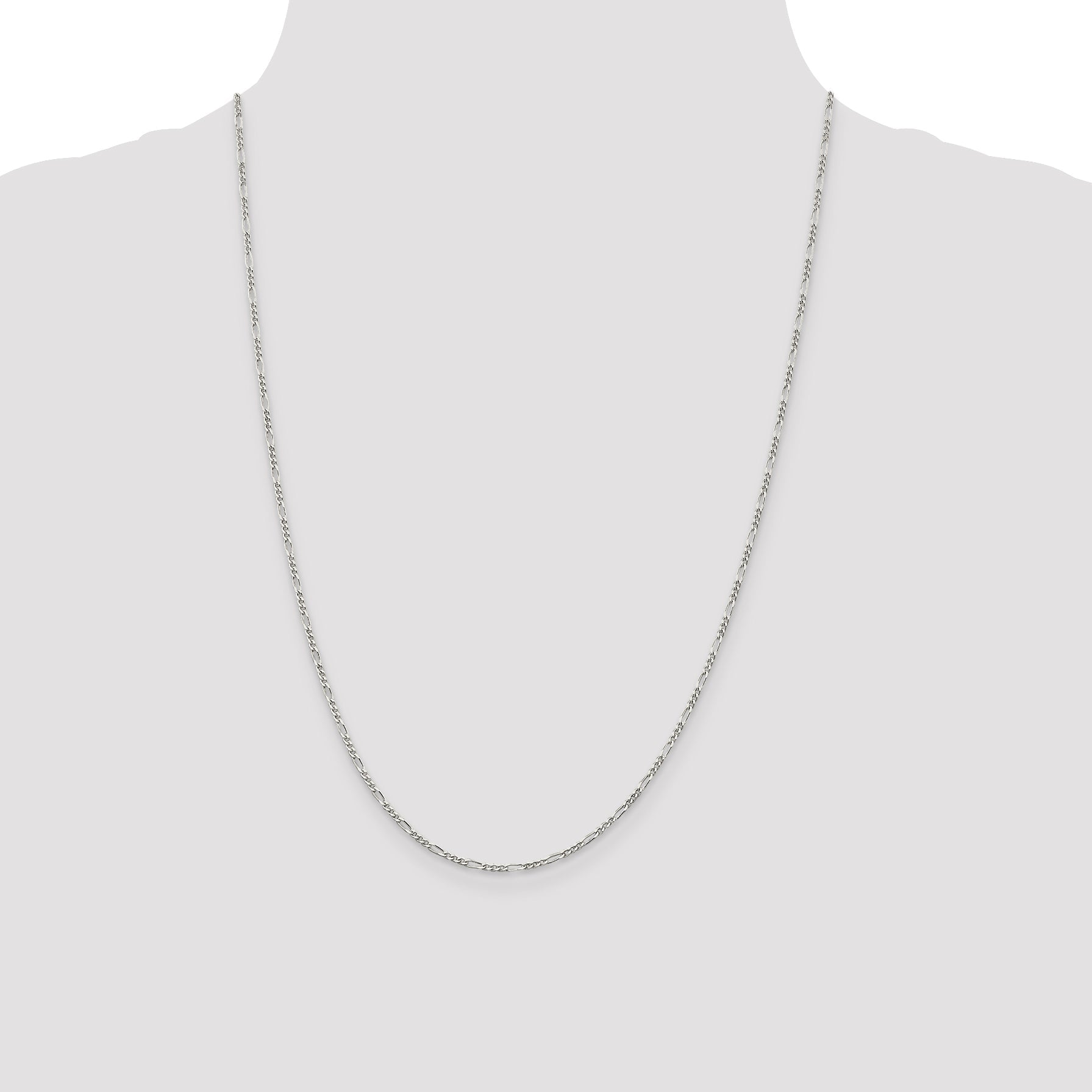 24 Inch Sterling Silver 1.75mm Figaro Chain Necklace