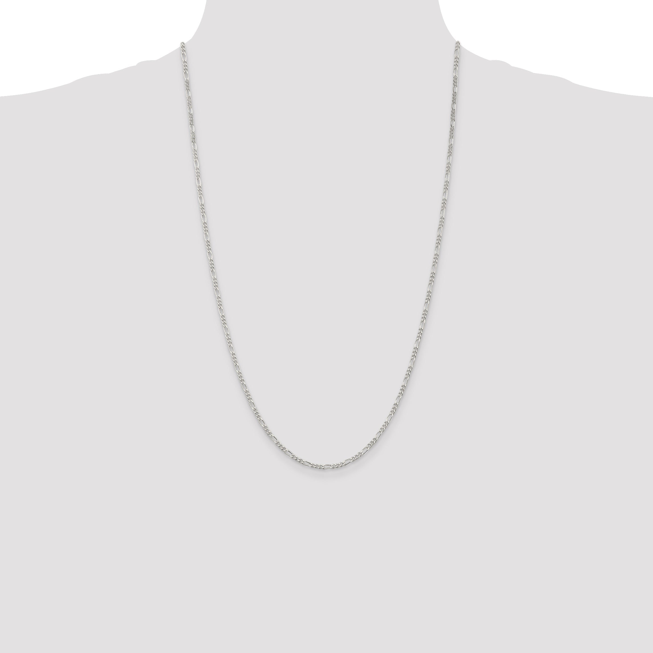 26 Inch Sterling Silver 2.25mm Figaro Chain Necklace