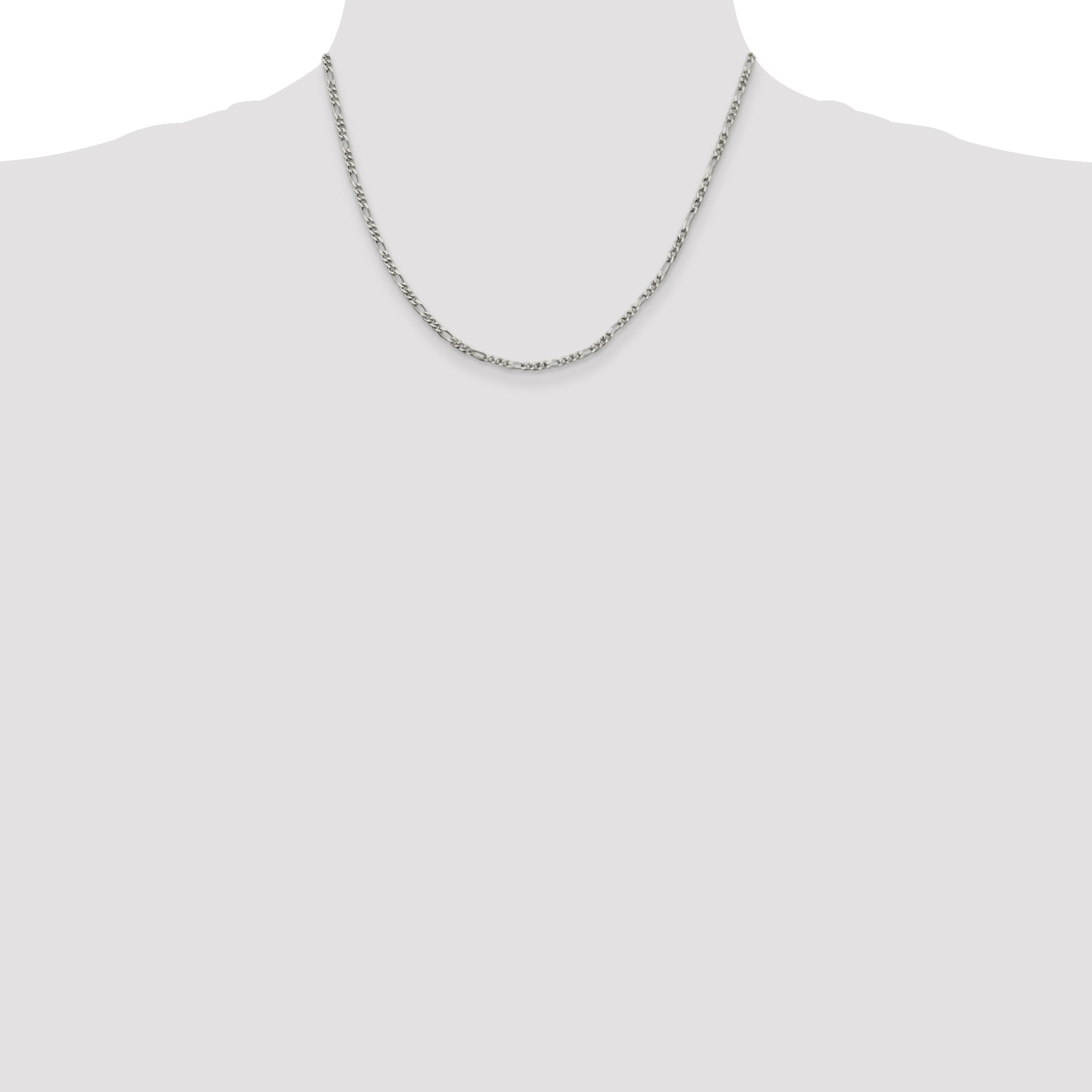 18 Inch Sterling Silver 2.5mm Figaro Chain Necklace
