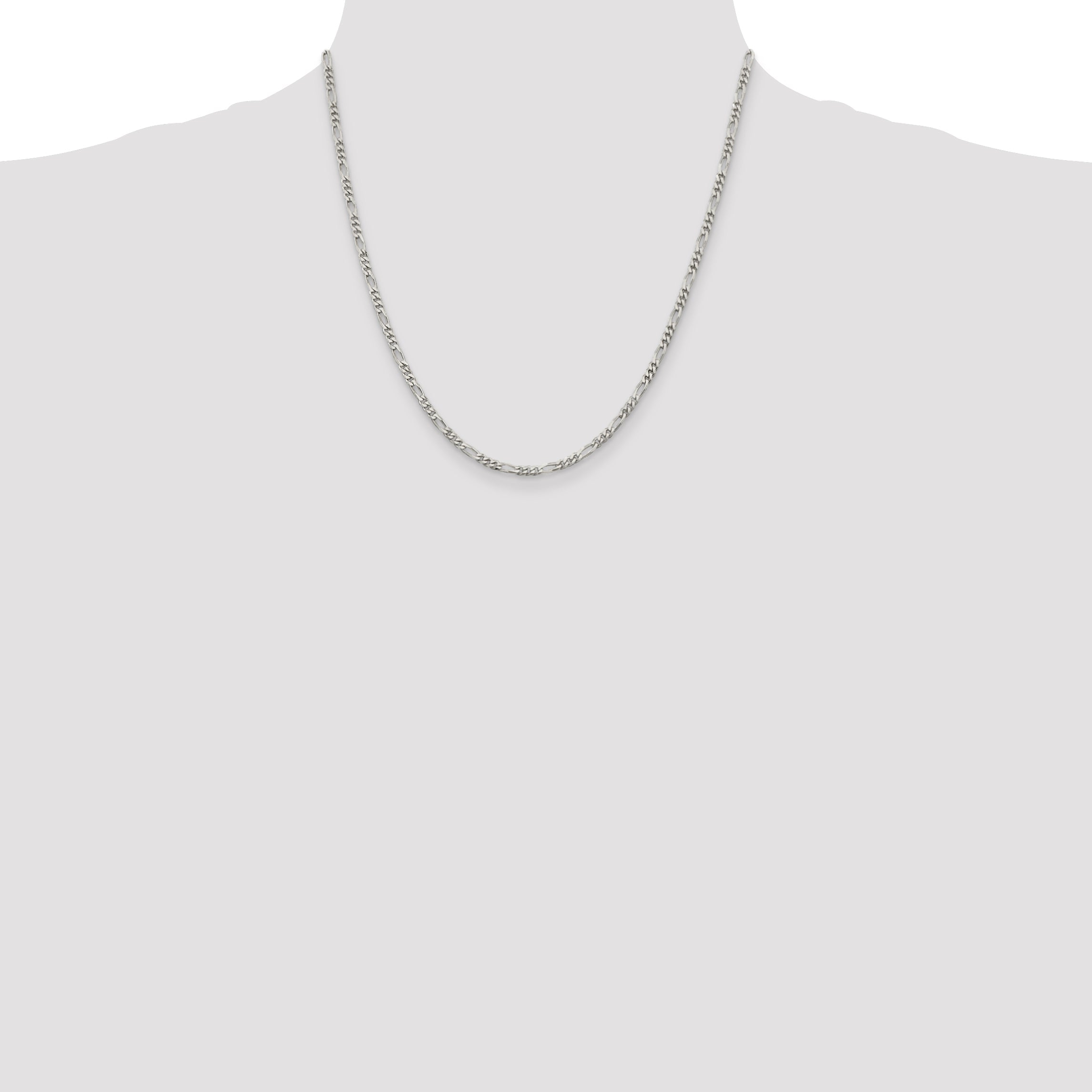 20 Inch Sterling Silver 2.85mm Figaro Chain Necklace