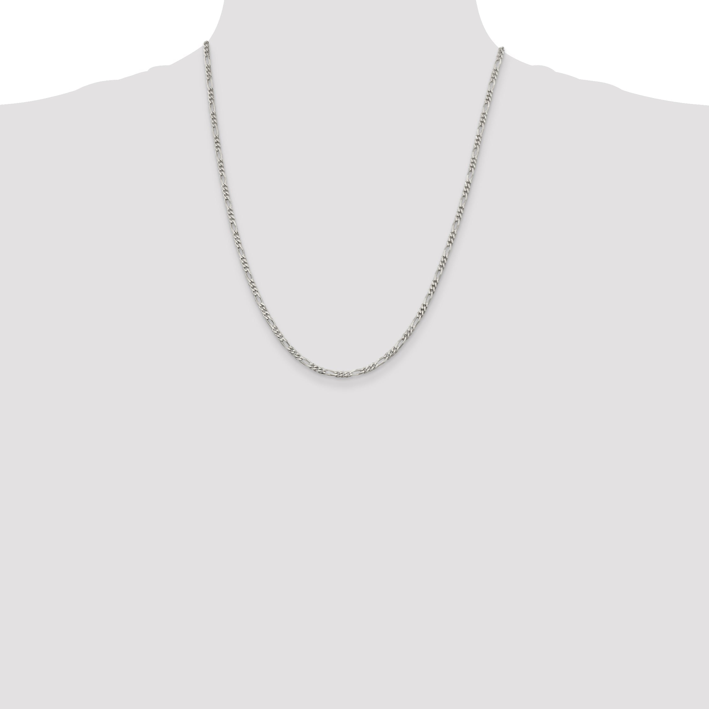 22 Inch Sterling Silver 2.85mm Figaro Chain Necklace