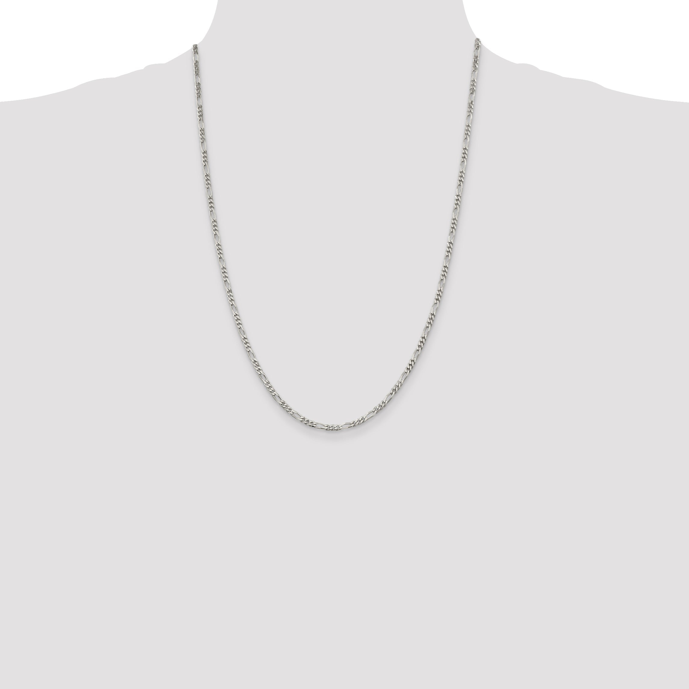 24 Inch Sterling Silver 2.85mm Figaro Chain Necklace