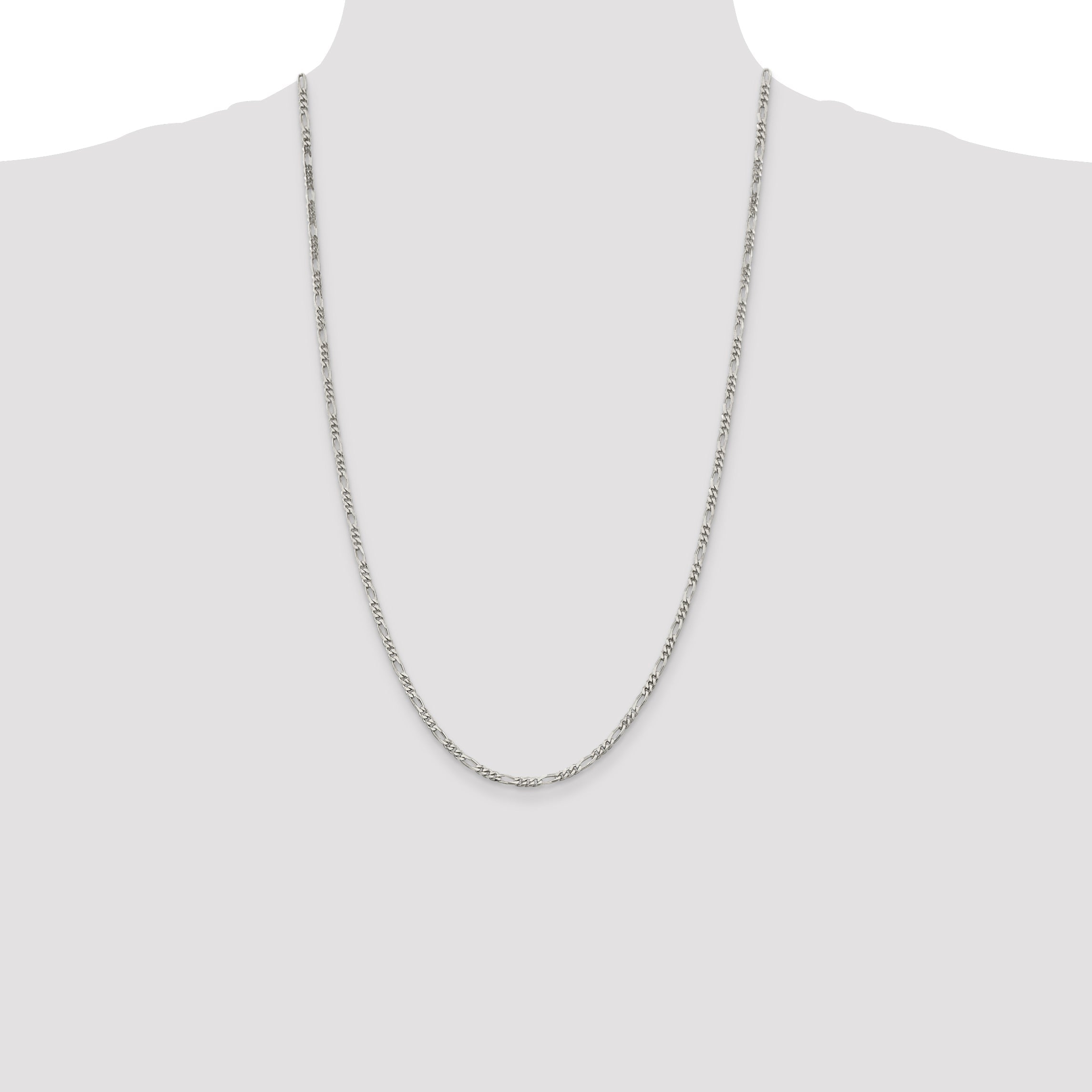 26 Inch Sterling Silver 2.85mm Figaro Chain Necklace