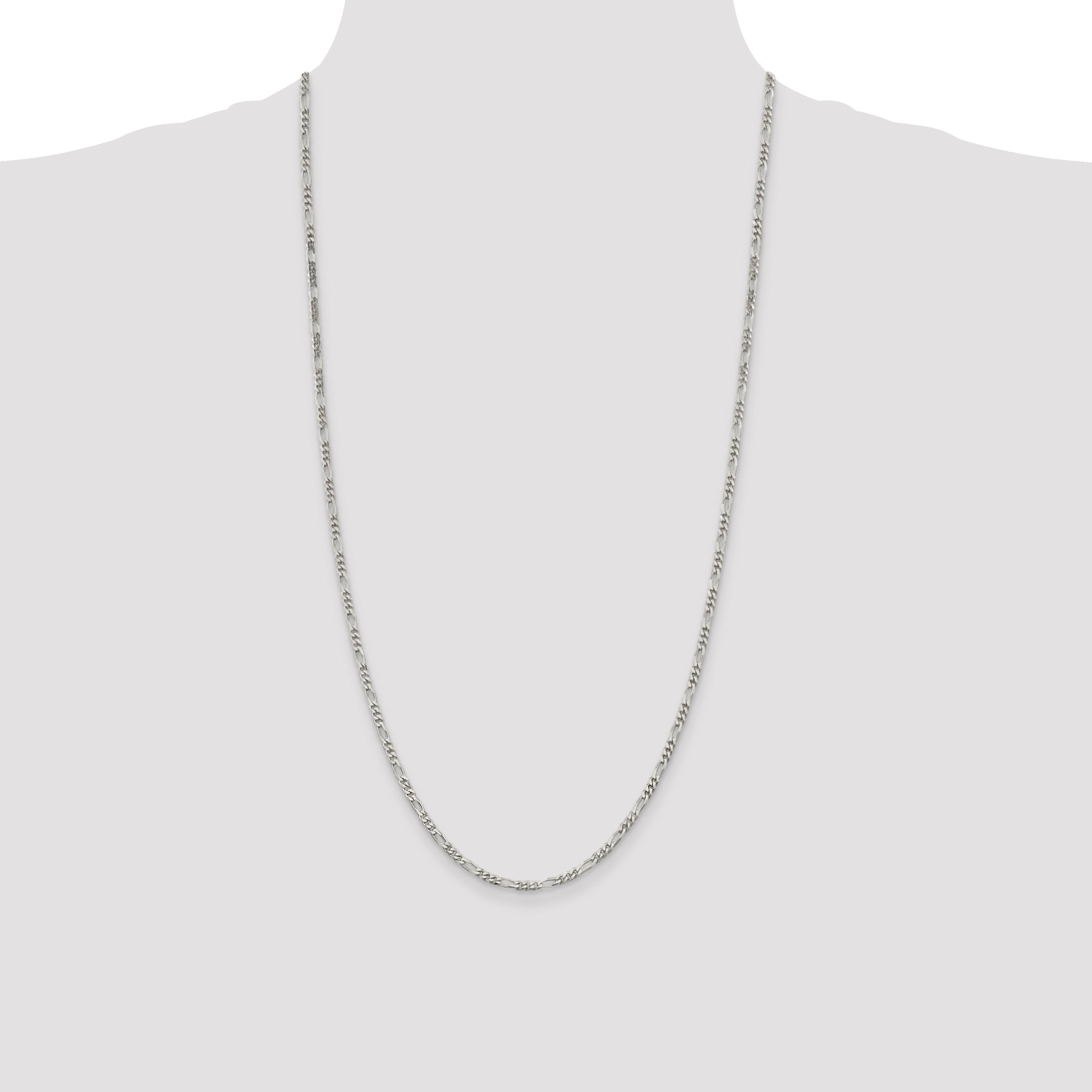 28 Inch Sterling Silver 2.85mm Figaro Chain Necklace