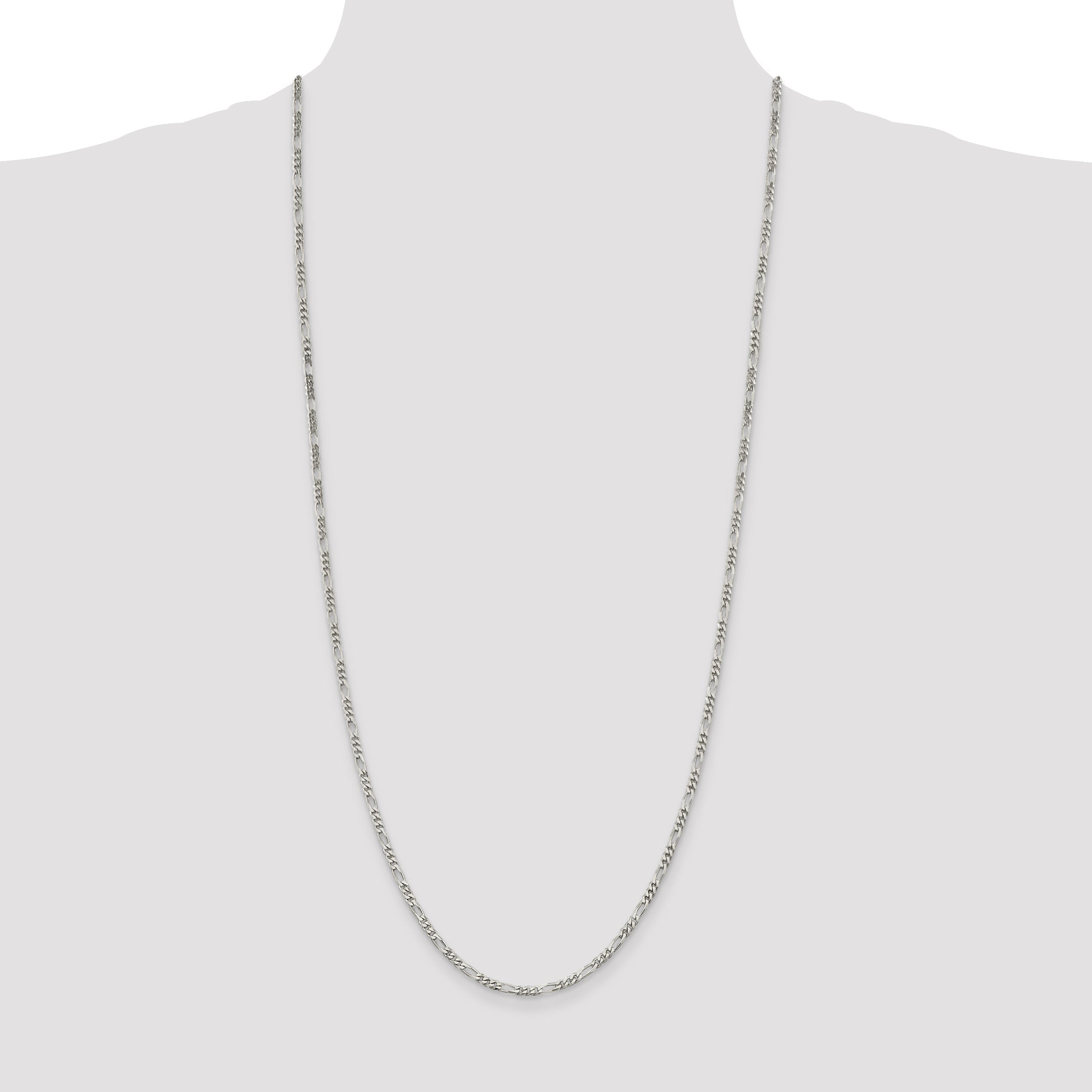 30 Inch Sterling Silver 2.85mm Figaro Chain Necklace