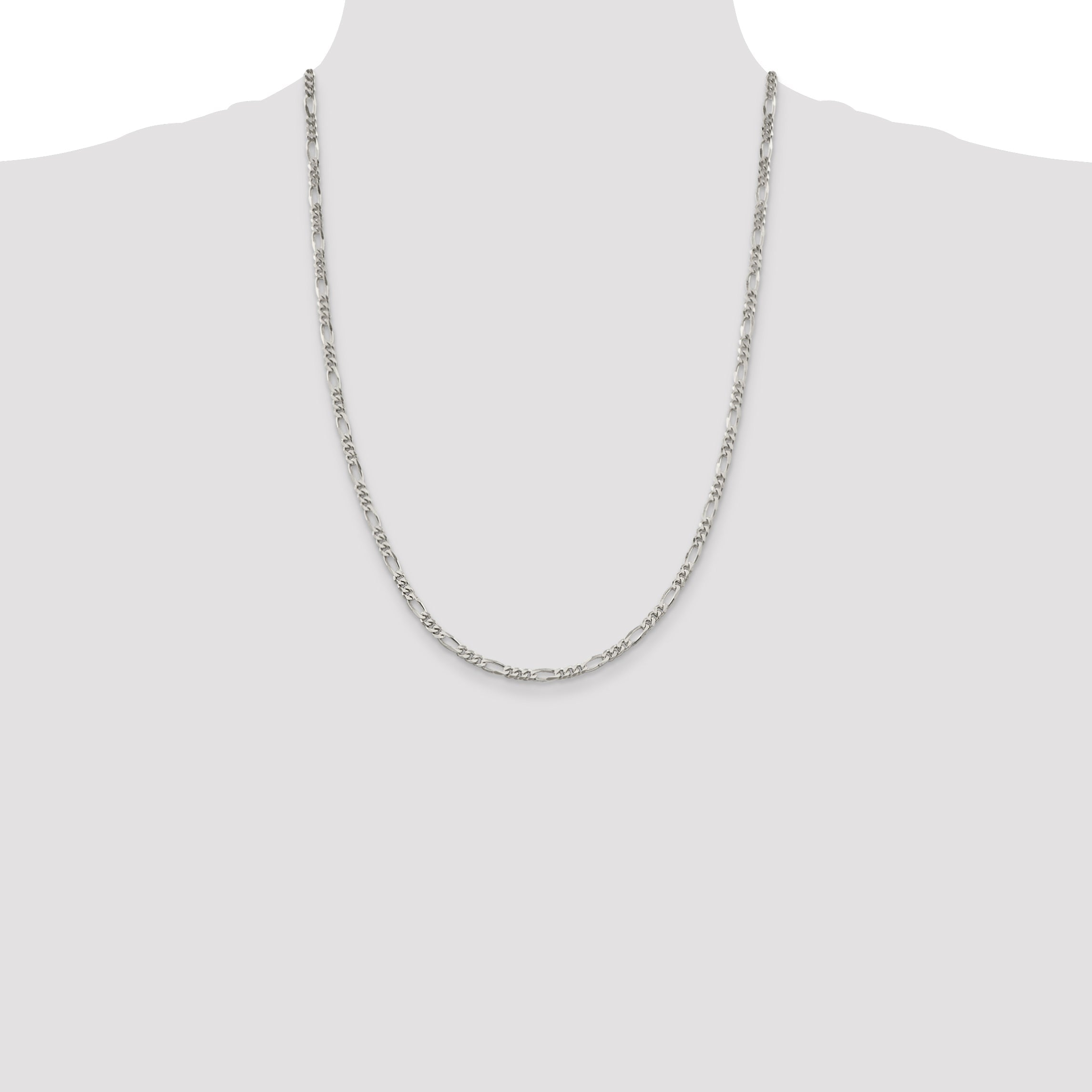 24 Inch Sterling Silver 3.5mm Figaro Chain Necklace