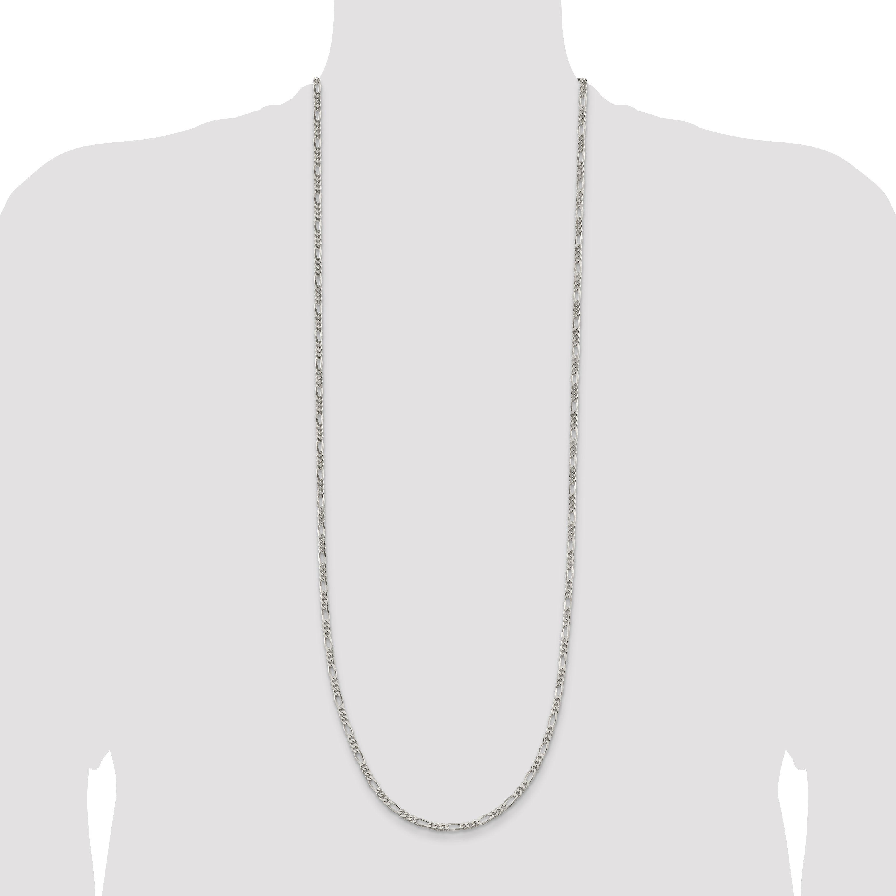 36 Inch Sterling Silver 3.5mm Figaro Chain Necklace