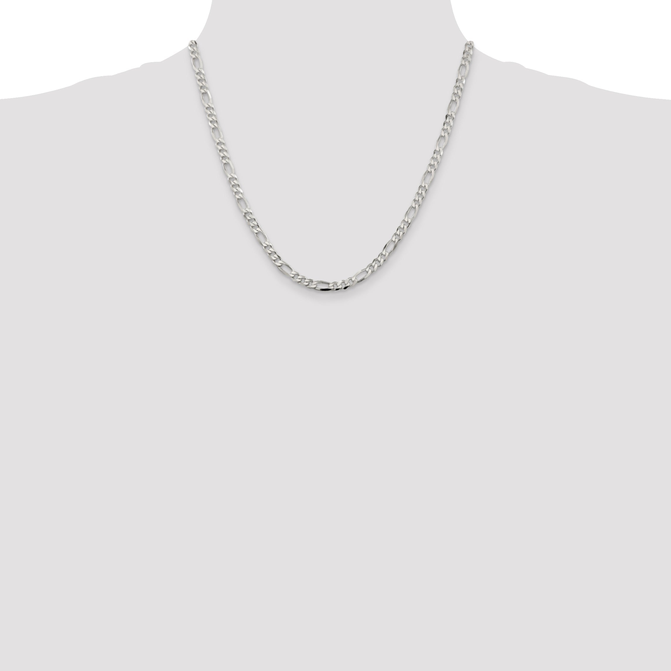 20 Inch Sterling Silver 4.5mm Figaro Chain Necklace