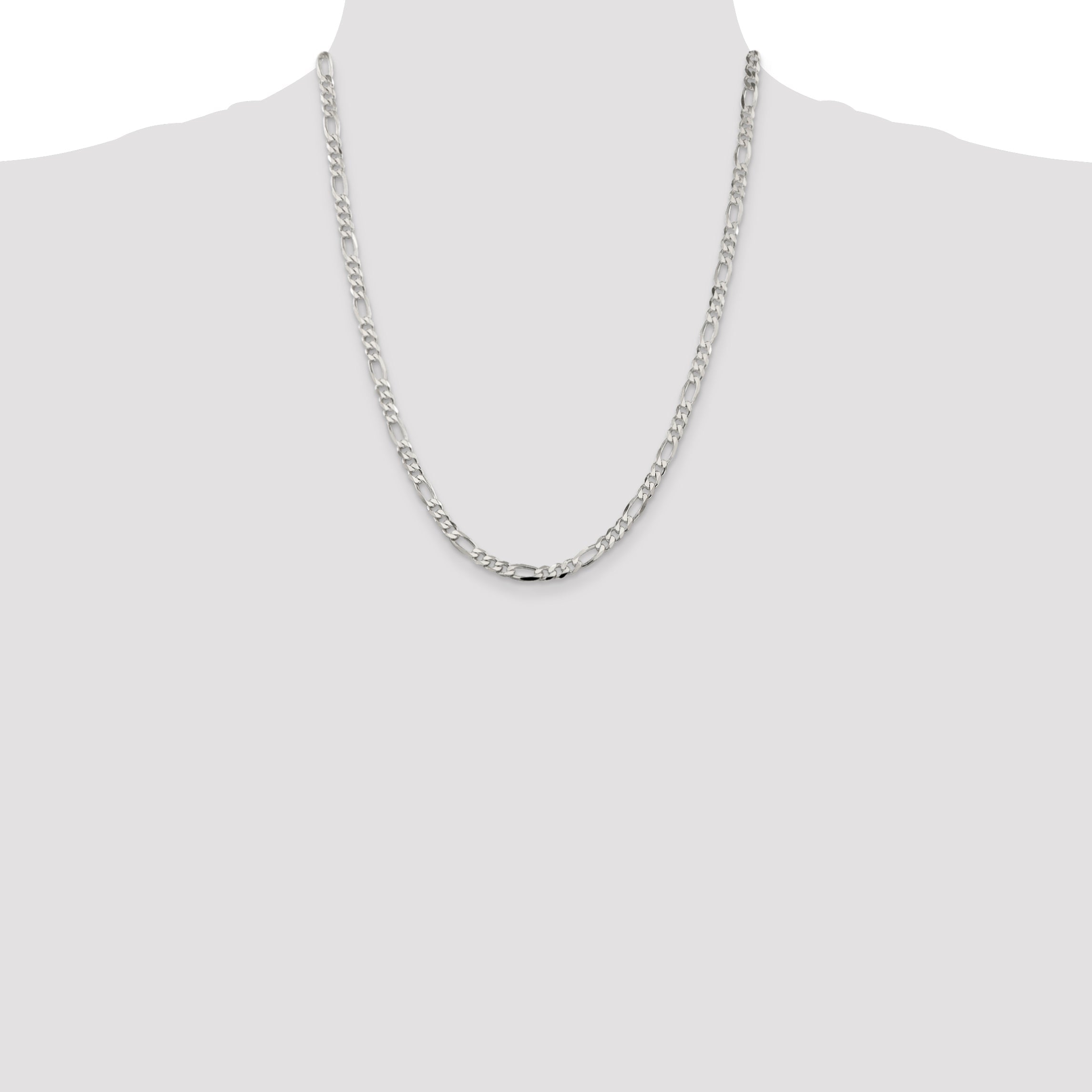 22 Inch Sterling Silver 4.5mm Figaro Chain Necklace