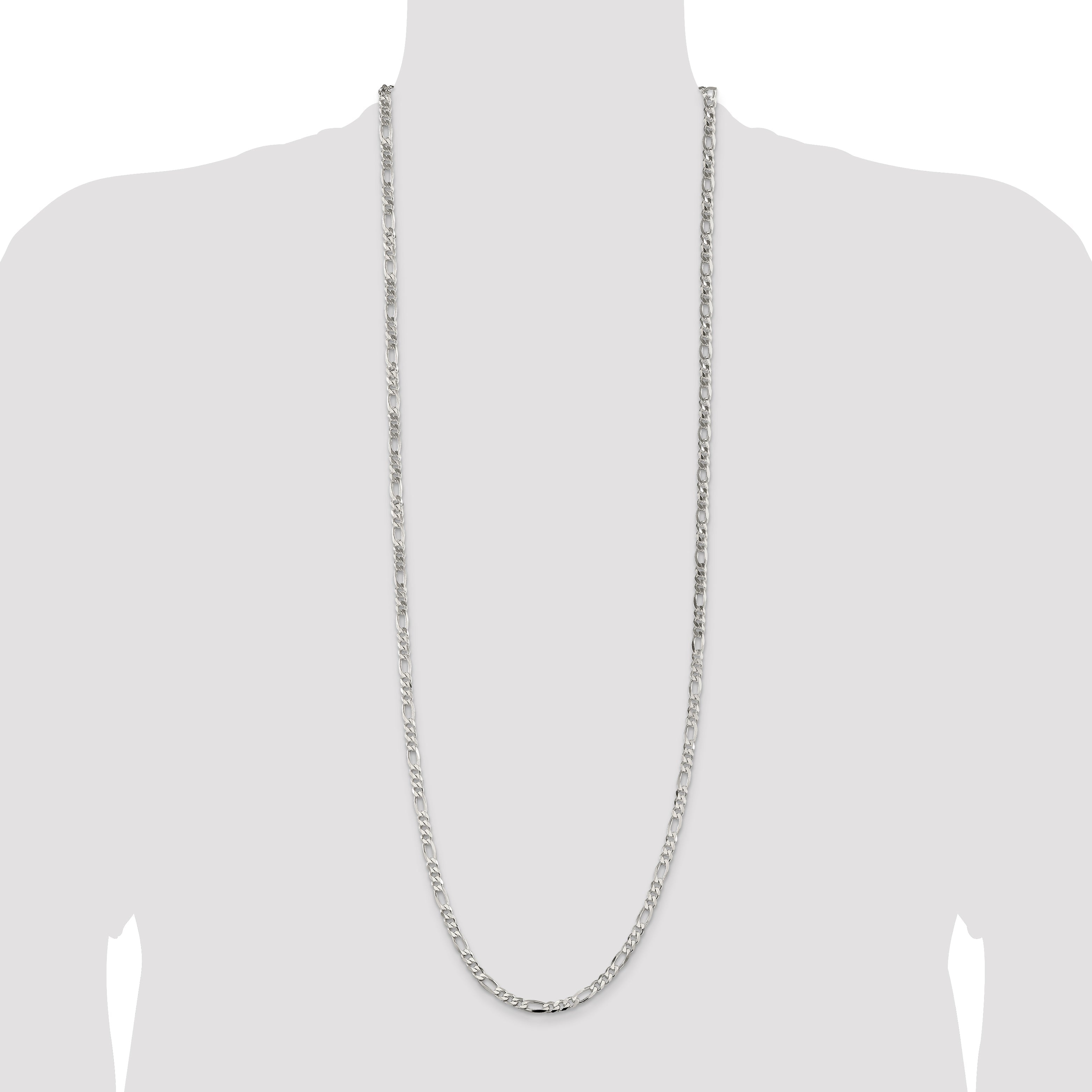 36 Inch Sterling Silver 4.5mm Figaro Chain Necklace