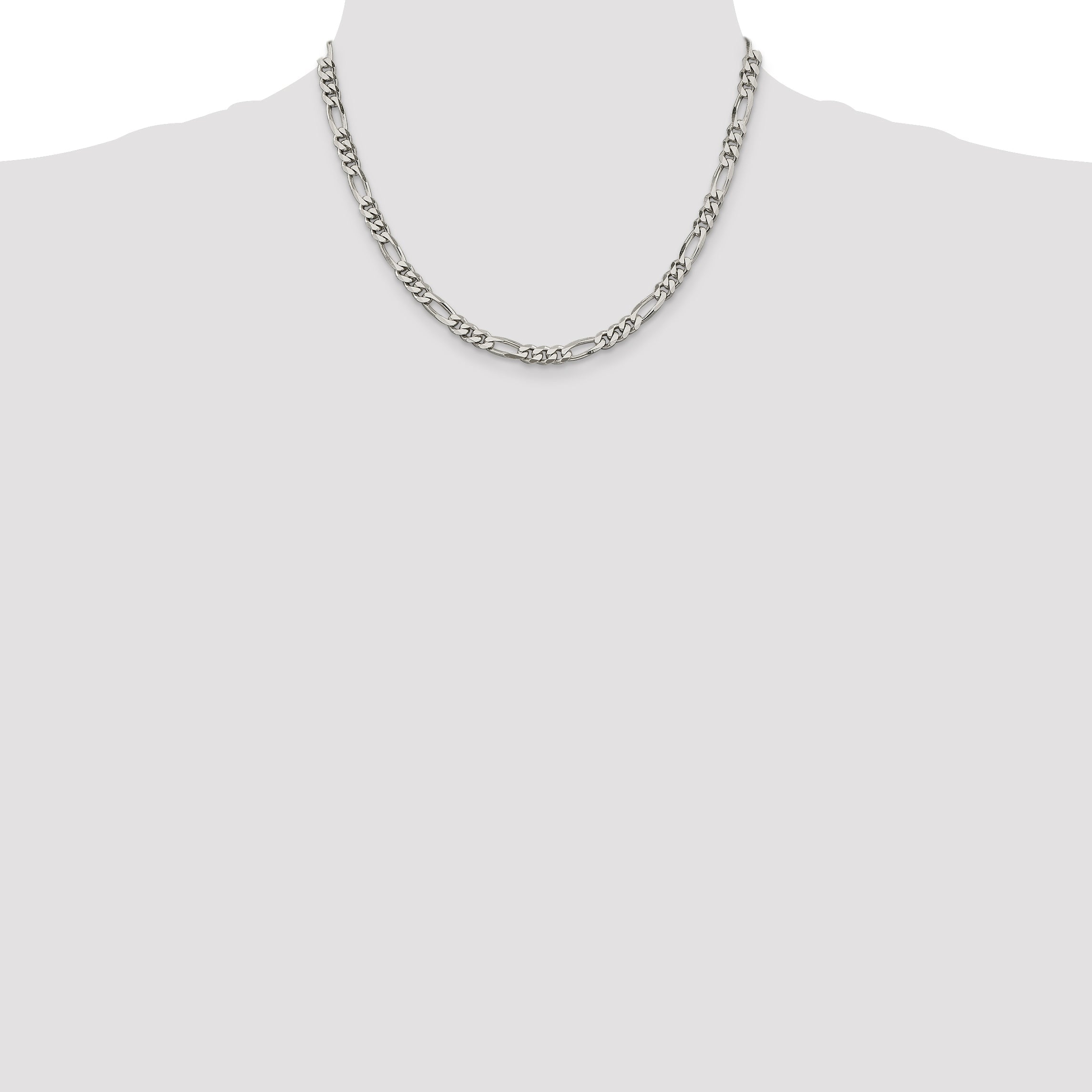 18 Inch Sterling Silver 5.5mm Figaro Chain Necklace