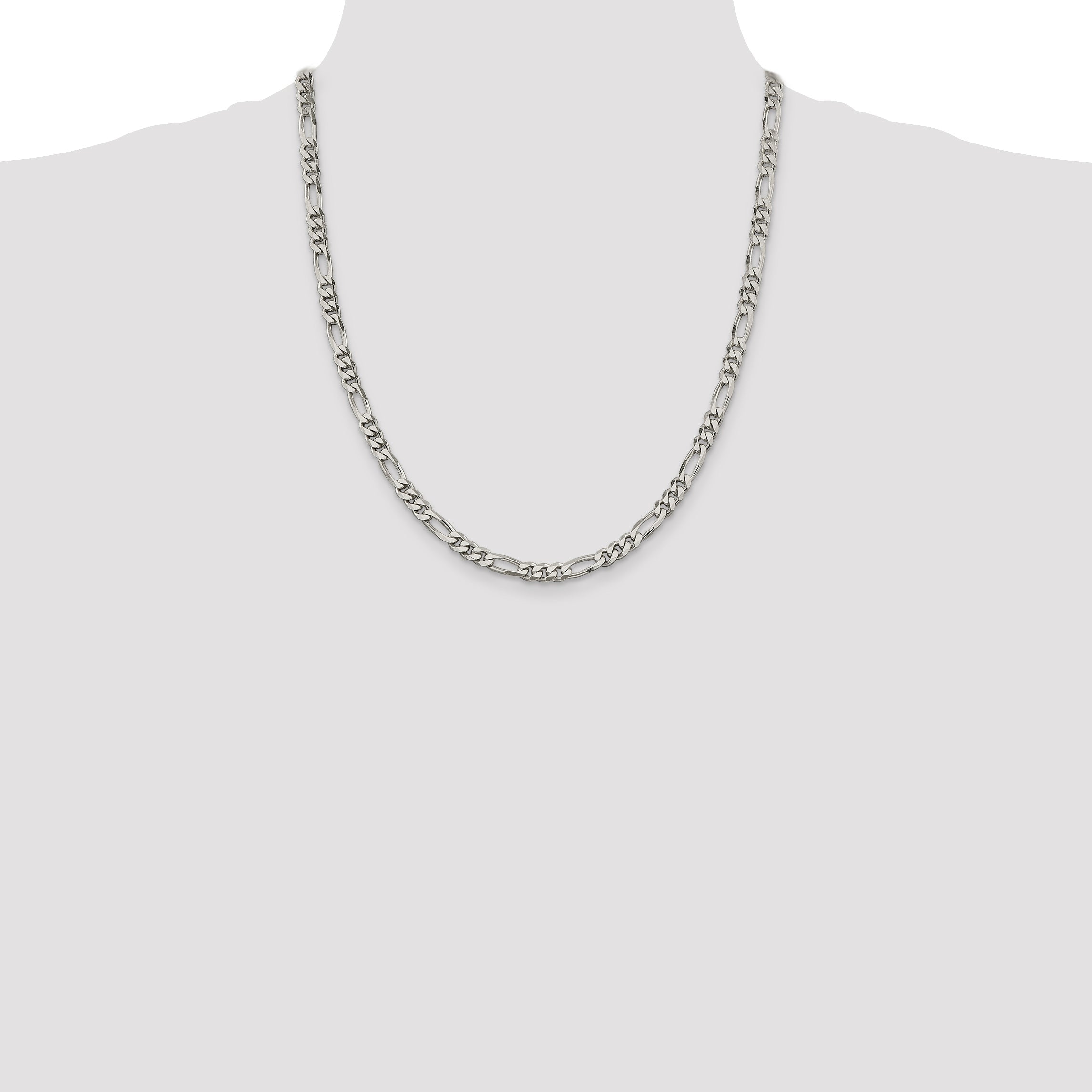 22 Inch Sterling Silver 5.5mm Figaro Chain Necklace