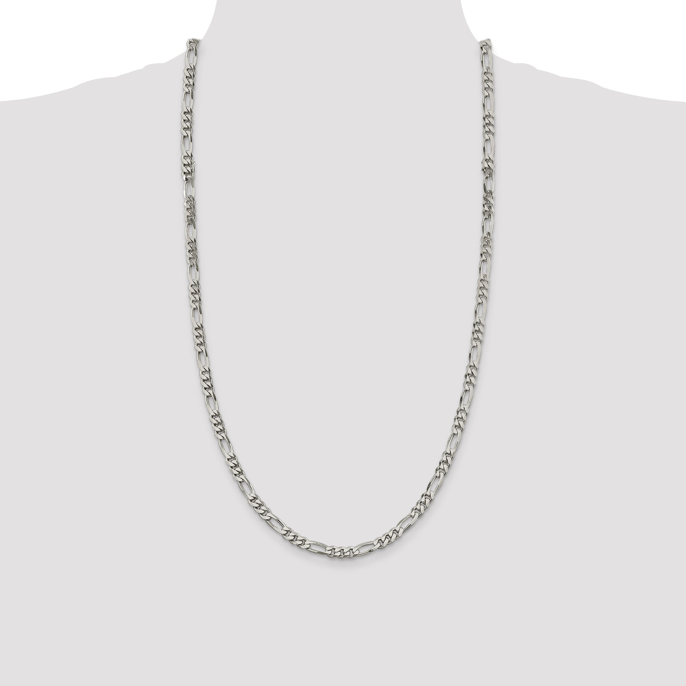 28 Inch Sterling Silver 5.5mm Figaro Chain Necklace