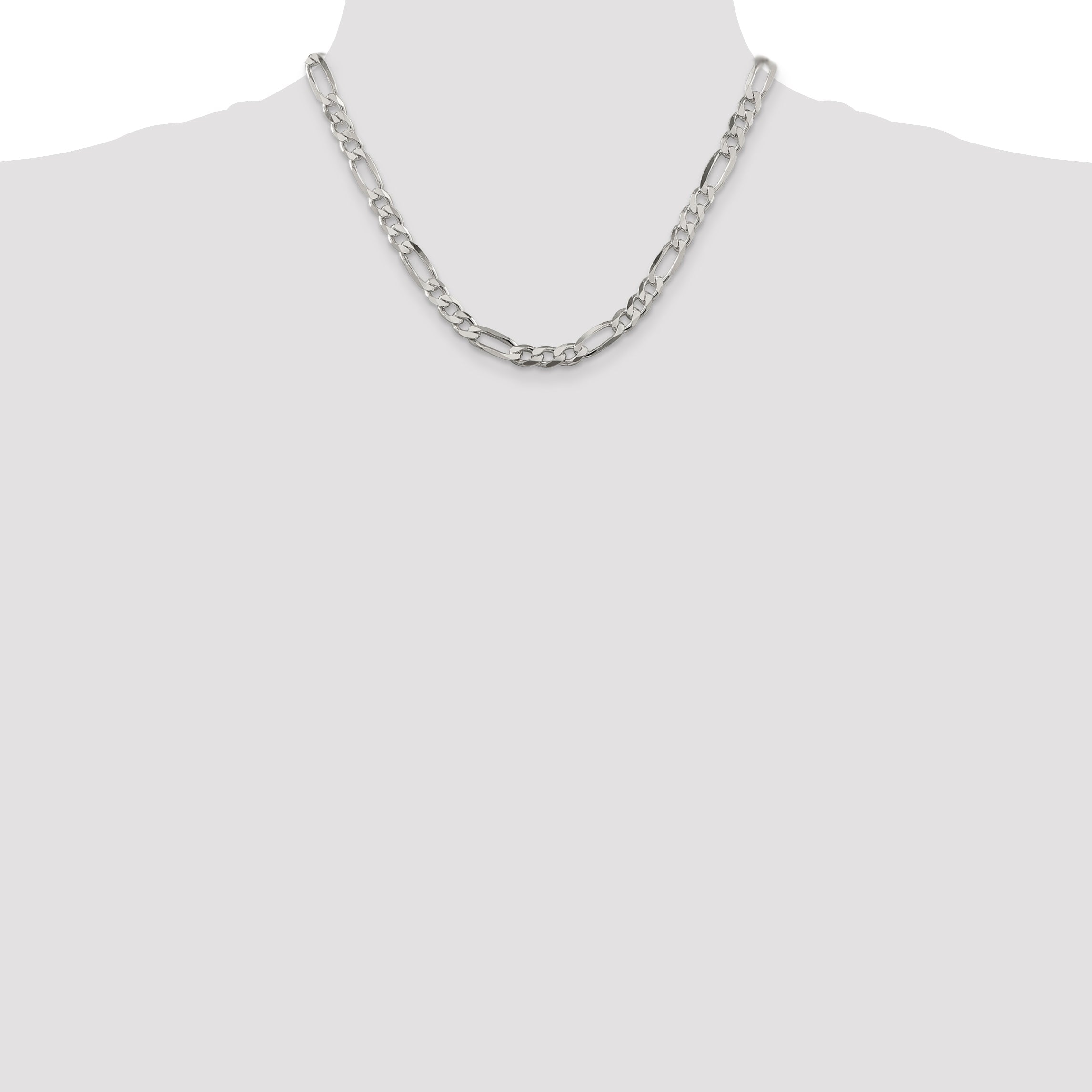 18 Inch Sterling Silver 6.75mm Figaro Chain Necklace