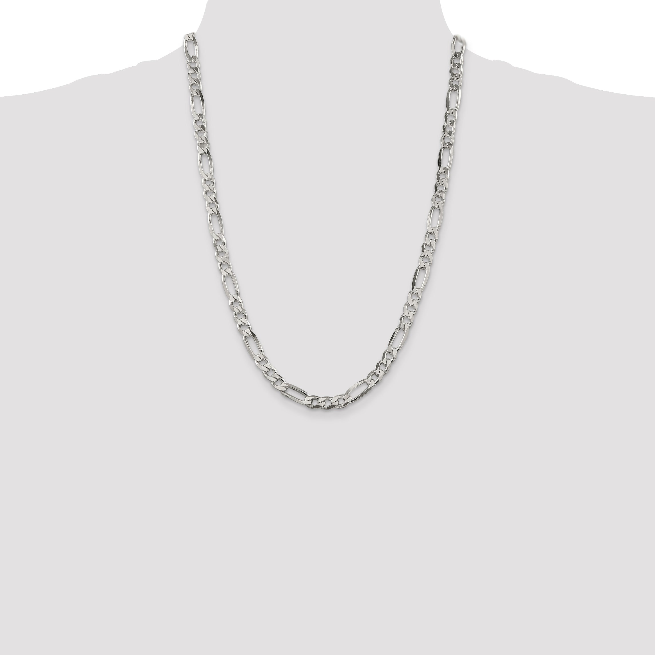 24 Inch Sterling Silver 6.75mm Figaro Chain Necklace