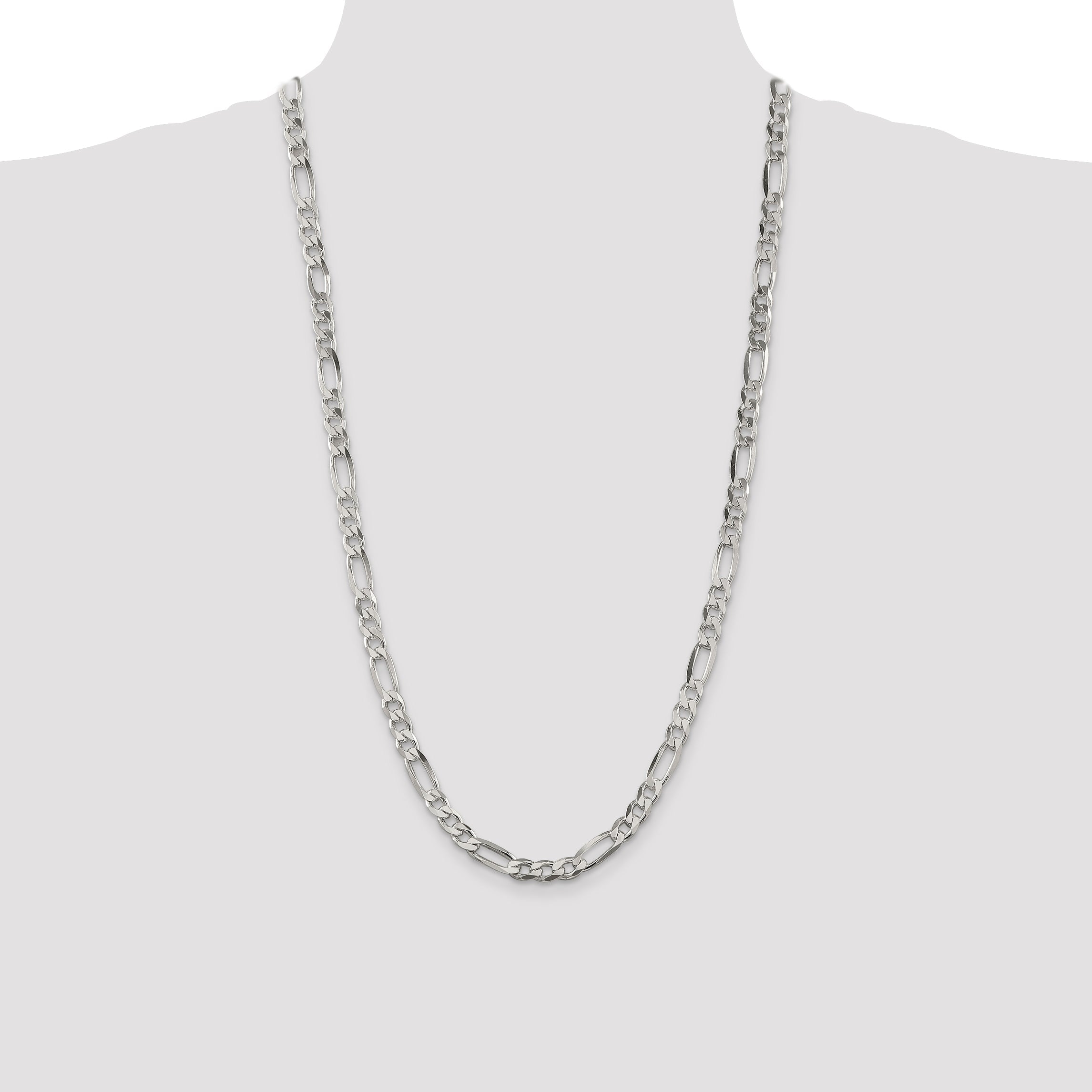 28 Inch Sterling Silver 6.75mm Figaro Chain Necklace
