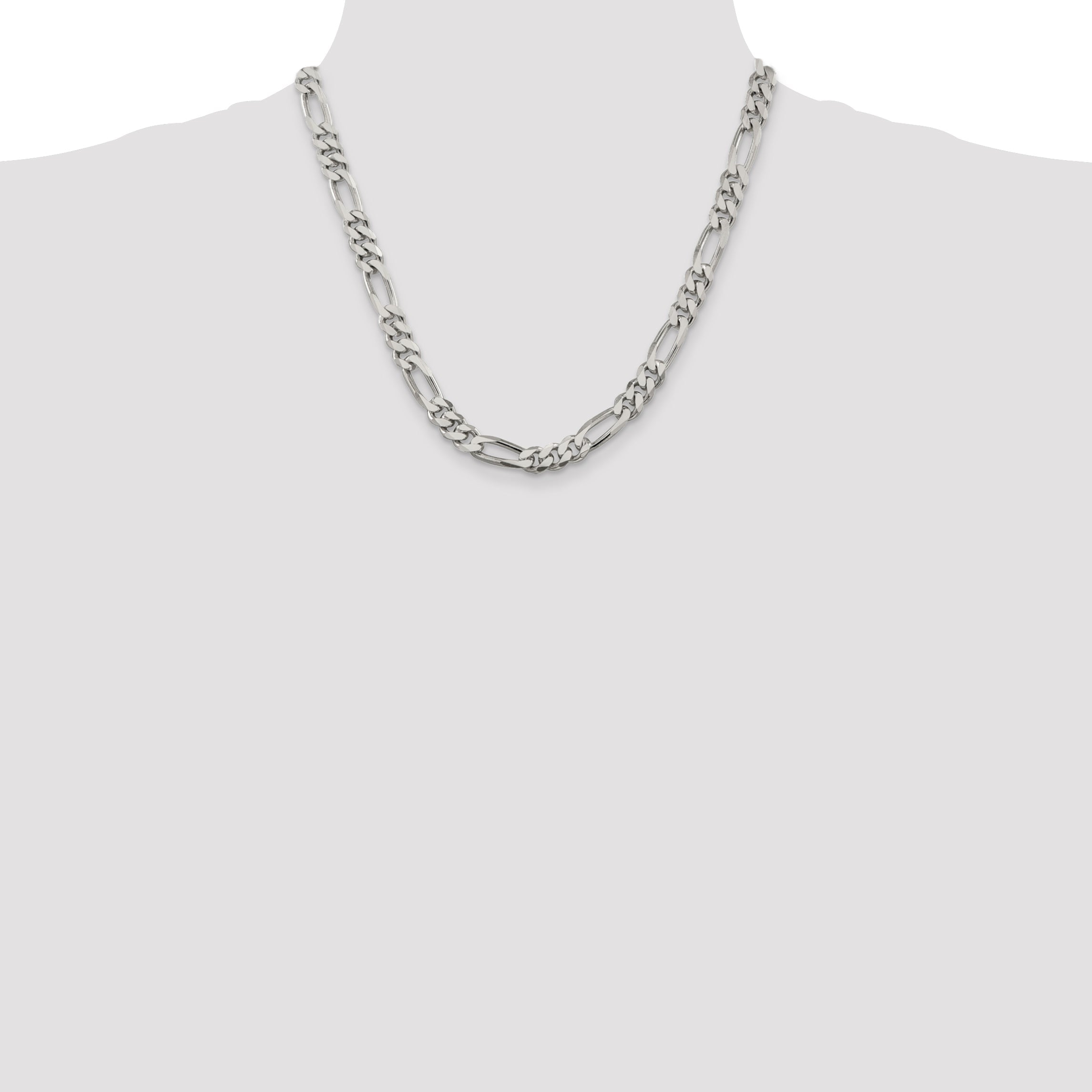 20 Inch Sterling Silver 8mm Figaro Chain Necklace