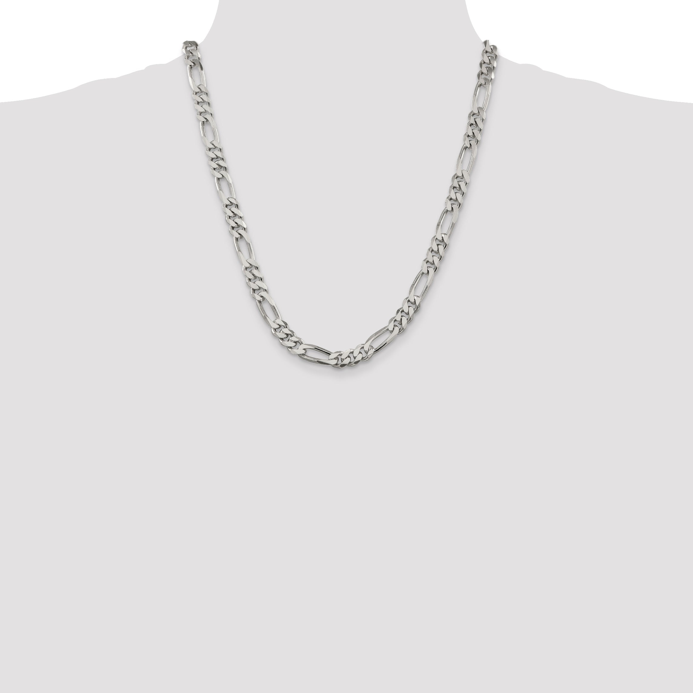 22 Inch Sterling Silver 8mm Figaro Chain Necklace