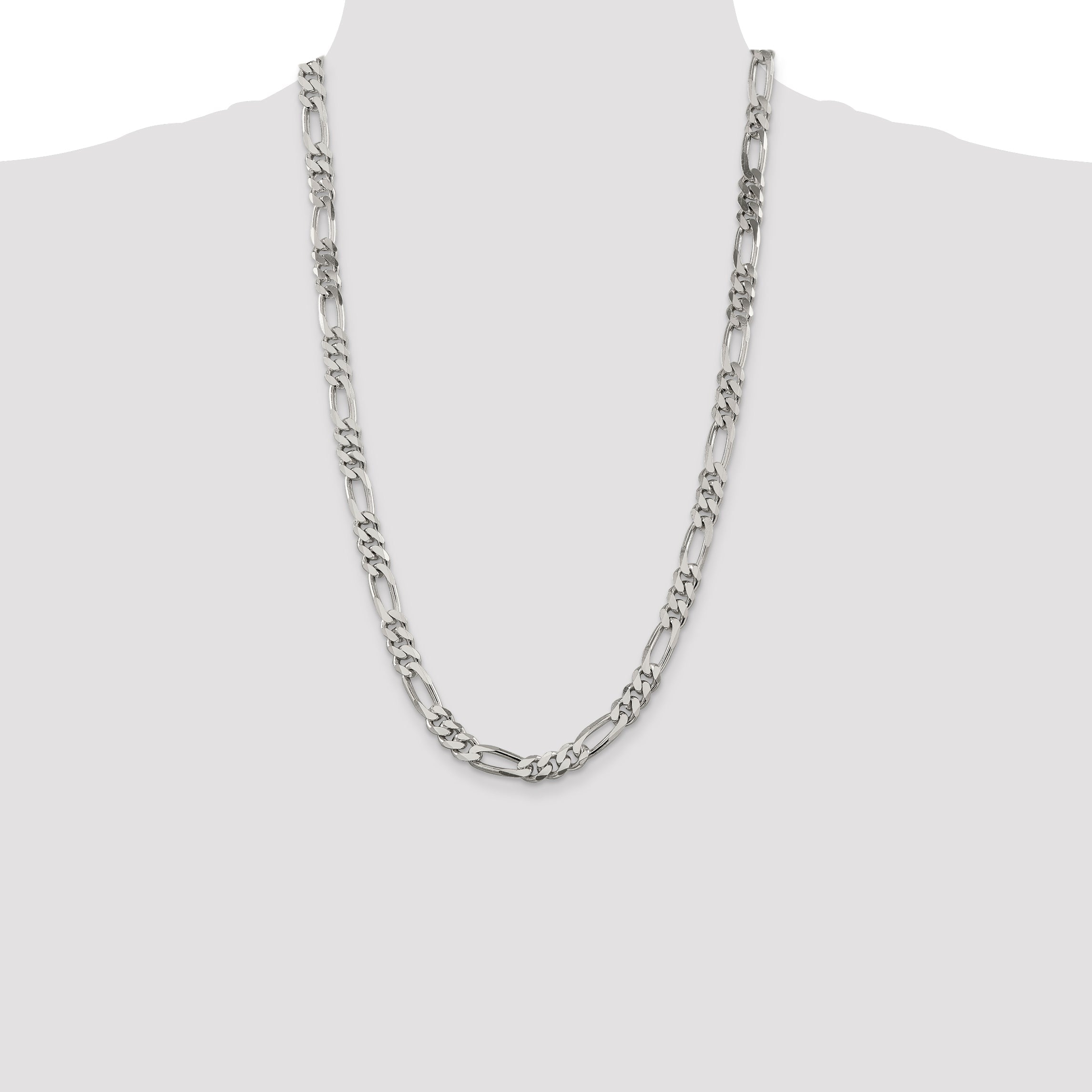 26 Inch Sterling Silver 8mm Figaro Chain Necklace
