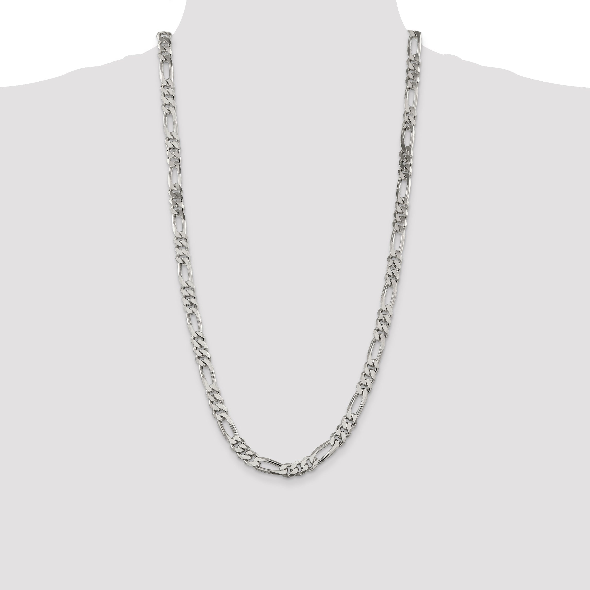 28 Inch Sterling Silver 8mm Figaro Chain Necklace