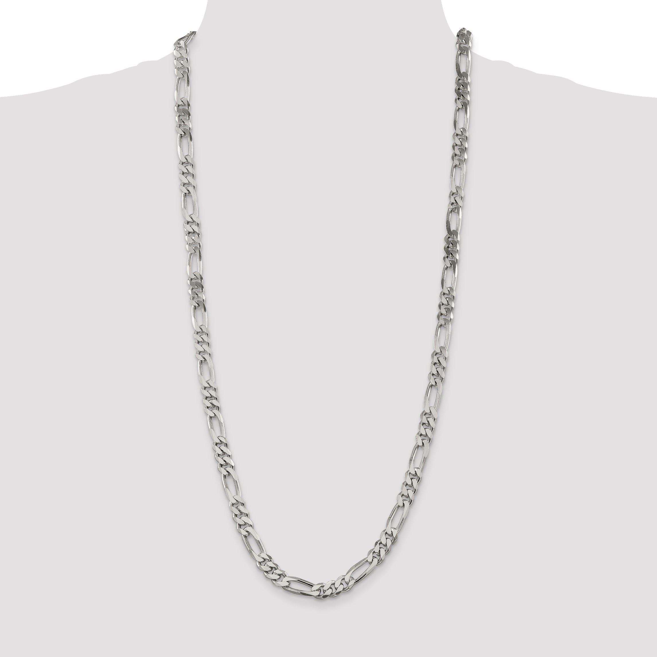 30 Inch Sterling Silver 8mm Figaro Chain Necklace