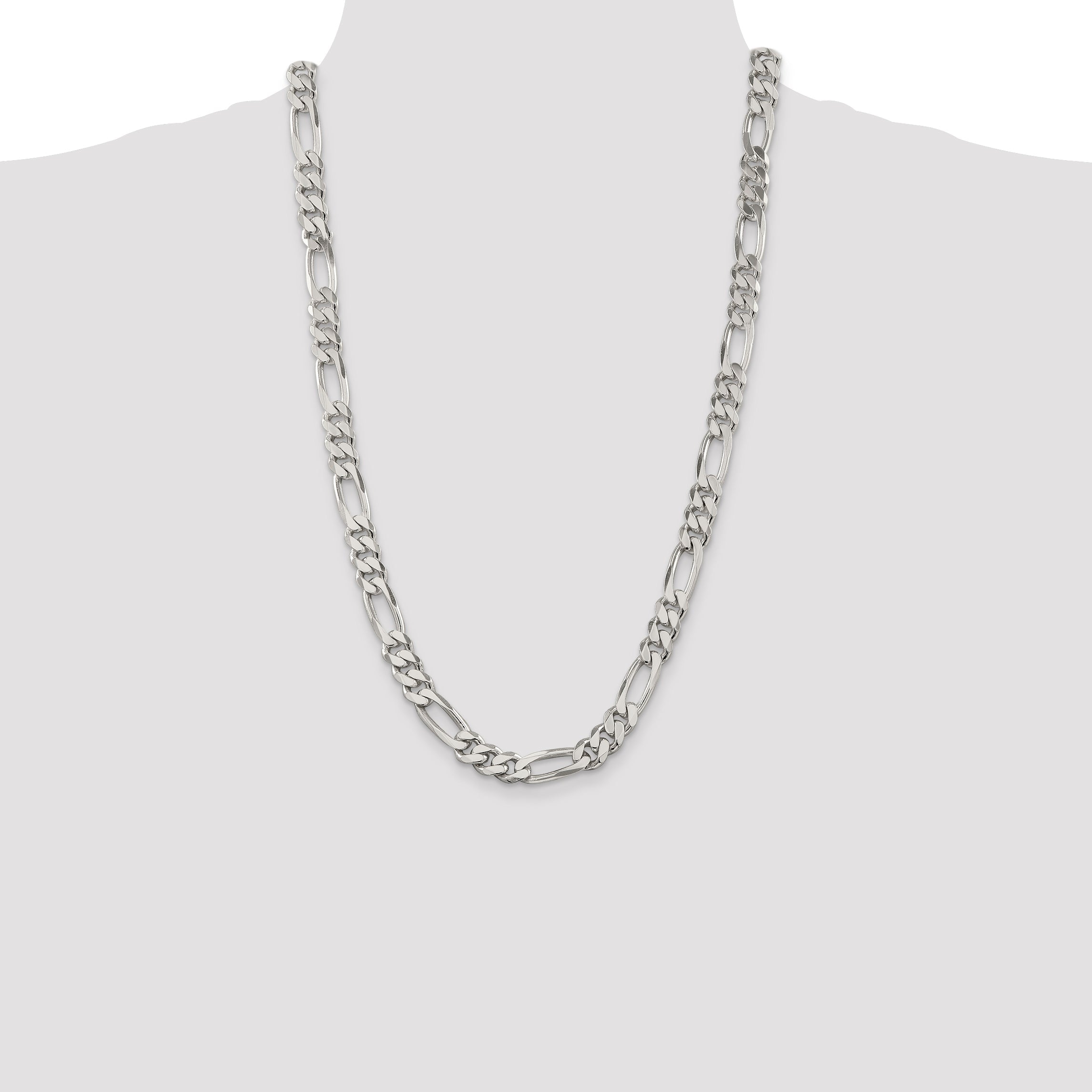 26 Inch Sterling Silver 9mm Figaro Chain Necklace