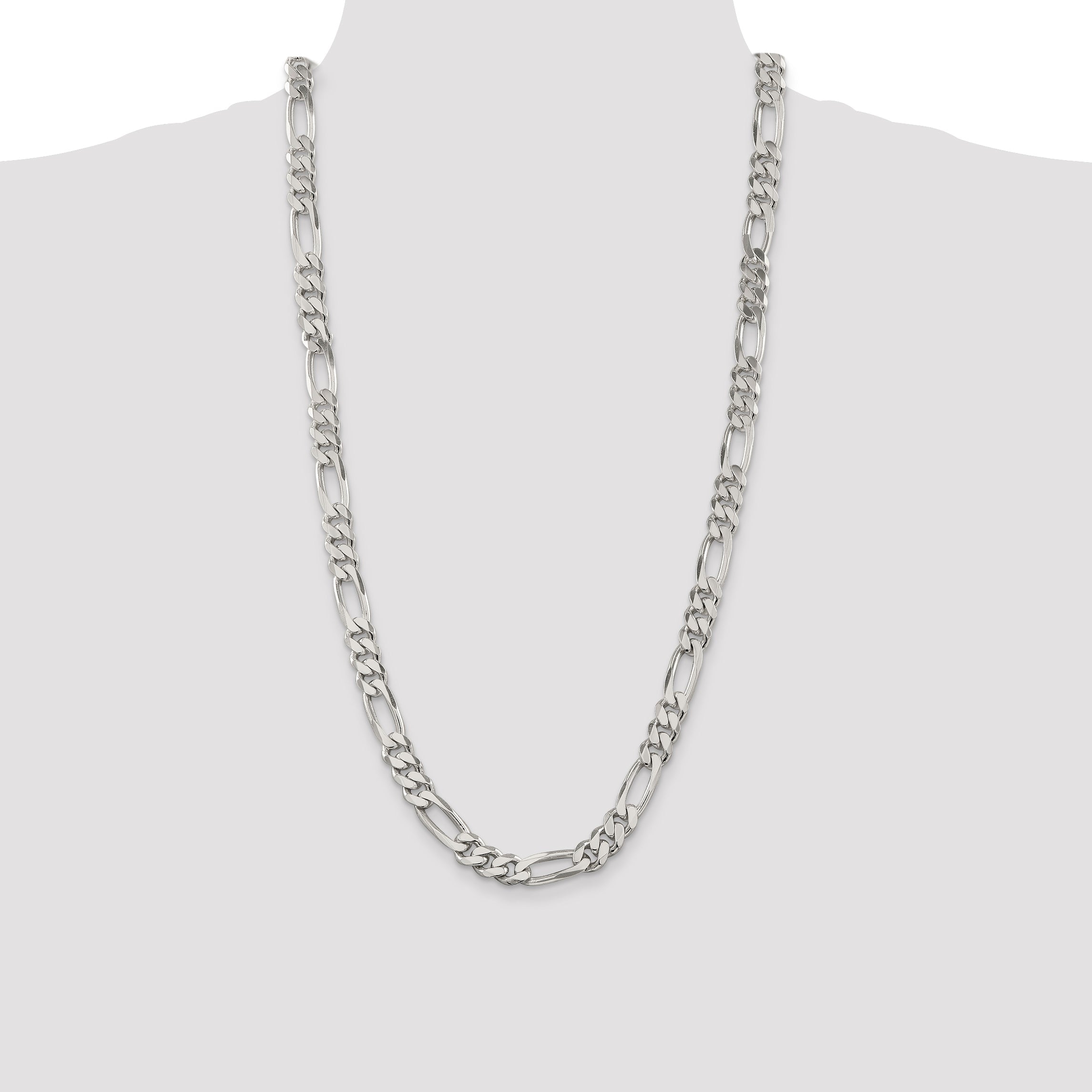28 Inch Sterling Silver 9mm Figaro Chain Necklace