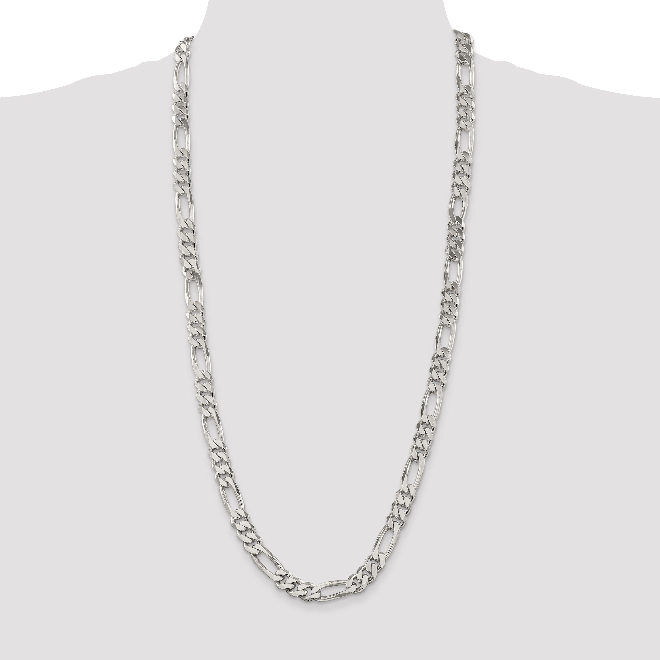 30 Inch Sterling Silver 9mm Figaro Chain Necklace