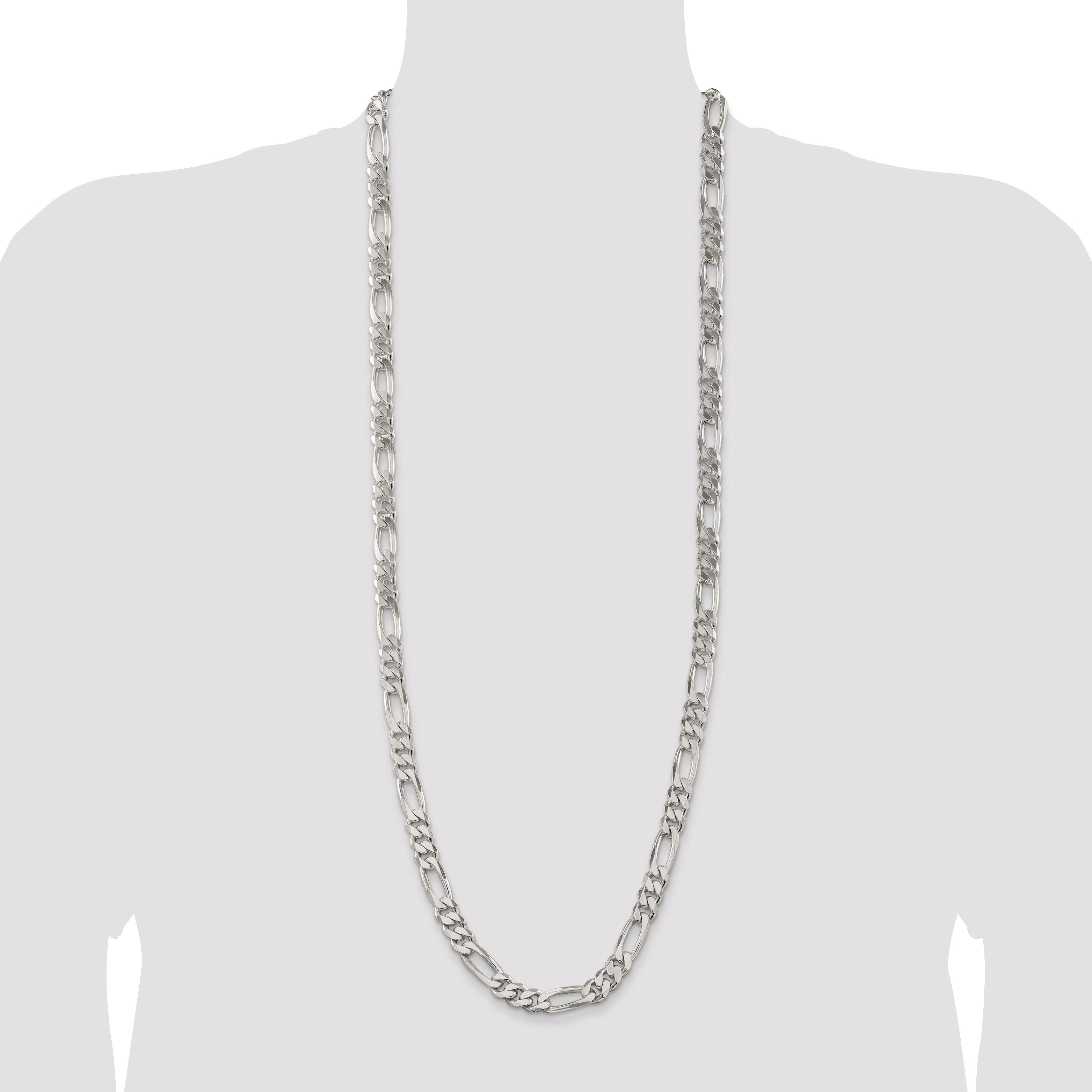36 Inch Sterling Silver 9mm Figaro Chain Necklace