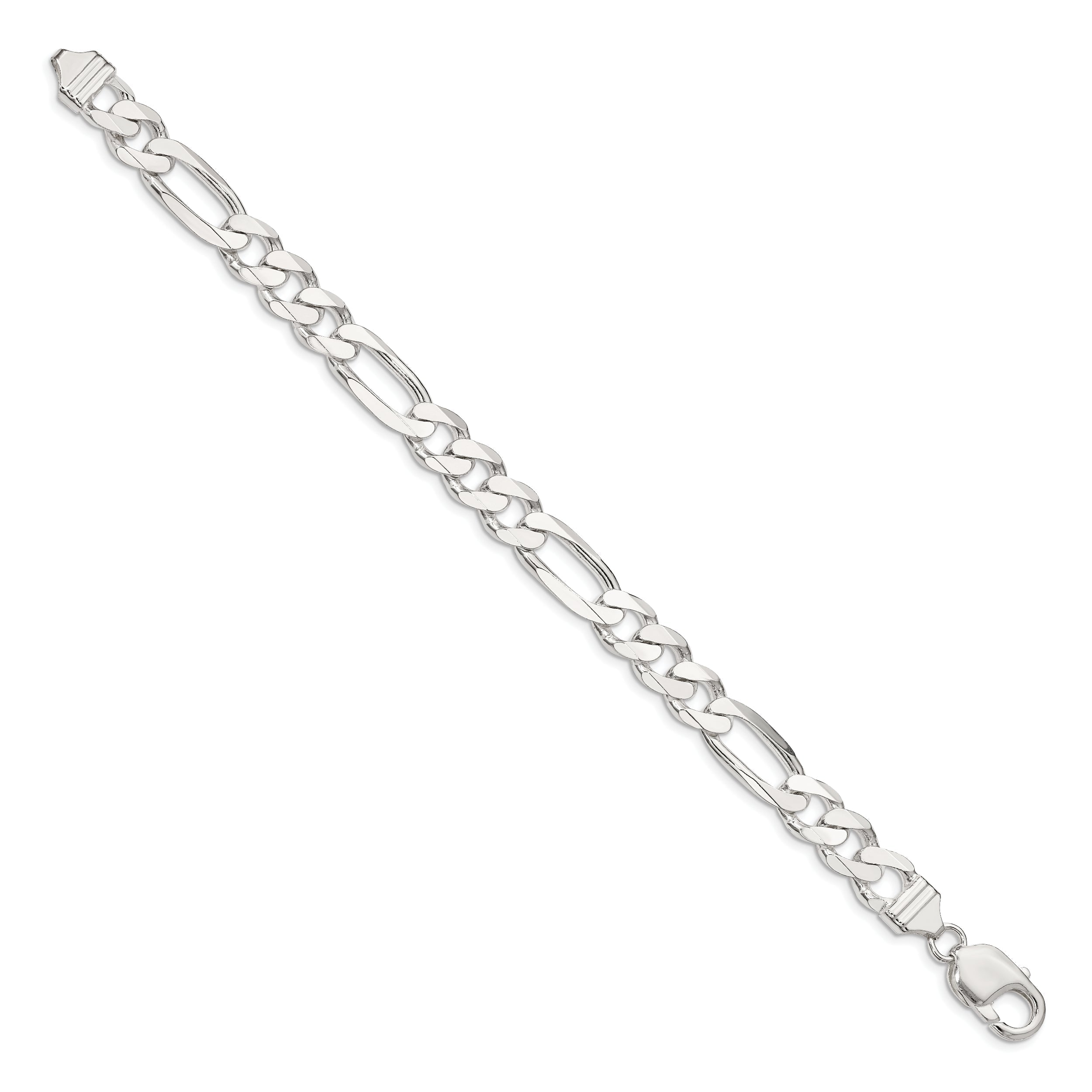 9 Inch Sterling Silver 9mm Figaro Chain Bracelet