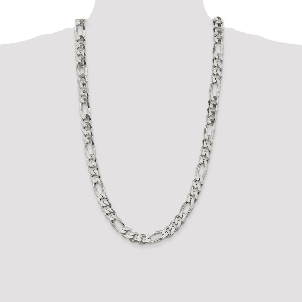 28 Inch Sterling Silver 10.75mm Figaro Chain Necklace