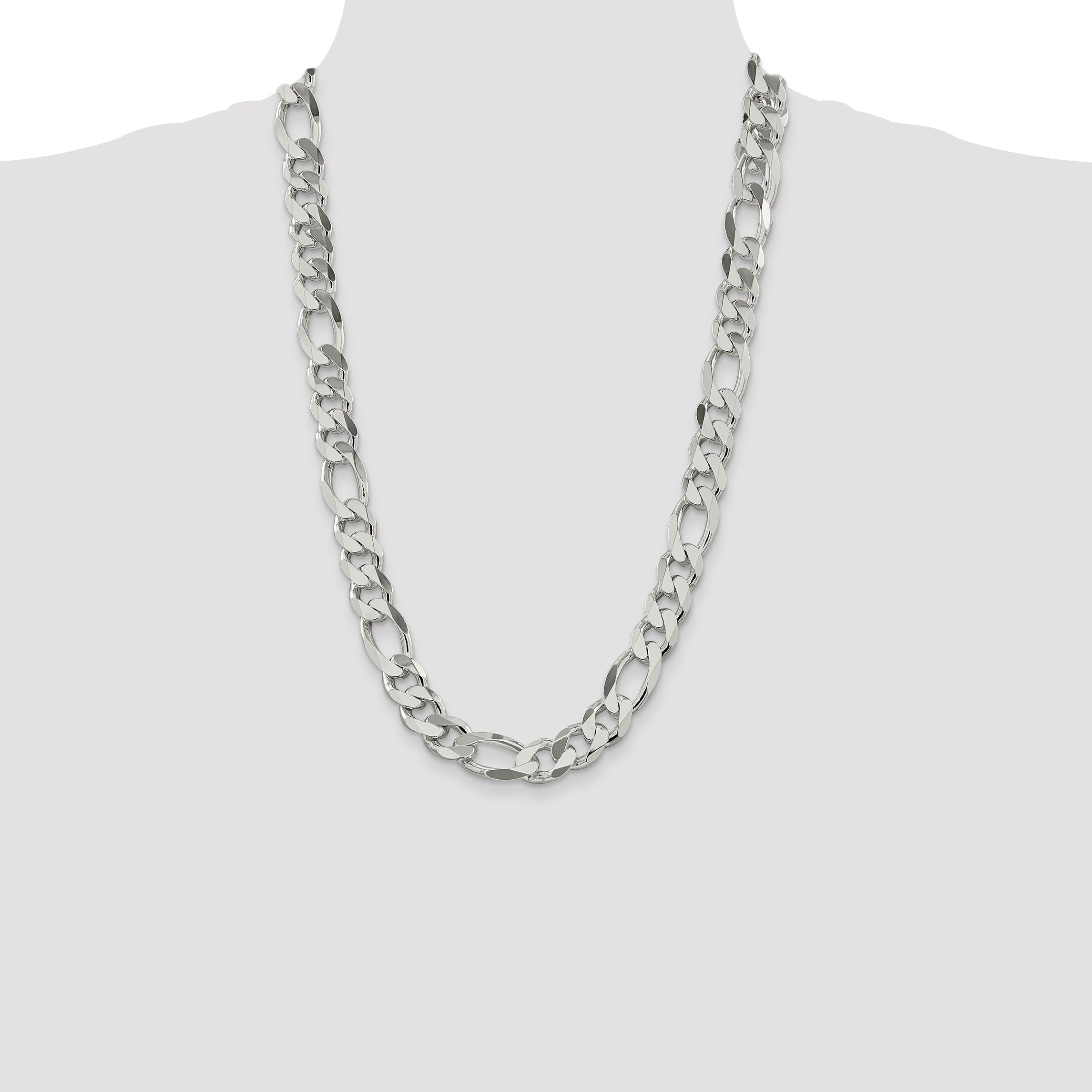 26 Inch Sterling Silver 13.5mm Figaro Chain Necklace
