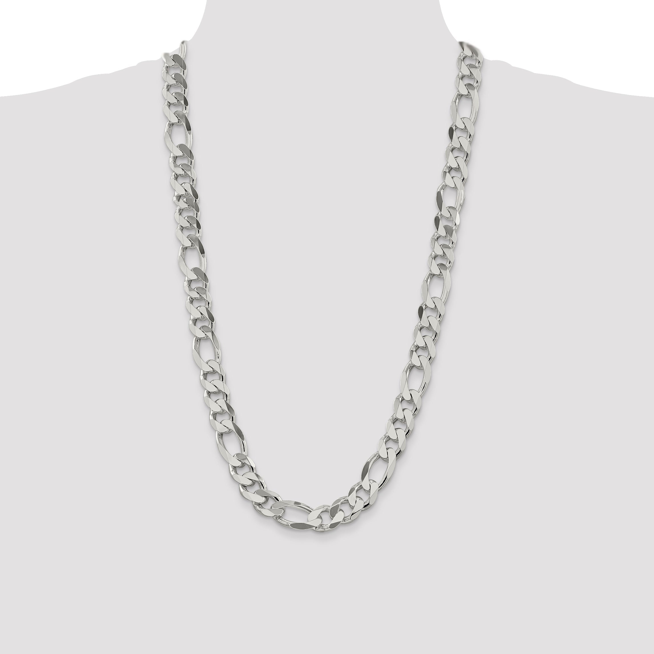 28 Inch Sterling Silver 13.5mm Figaro Chain Necklace