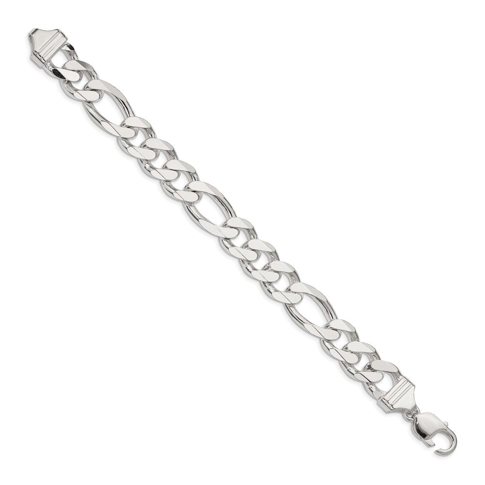 9 Inch Sterling Silver 13.5mm Figaro Chain Bracelet