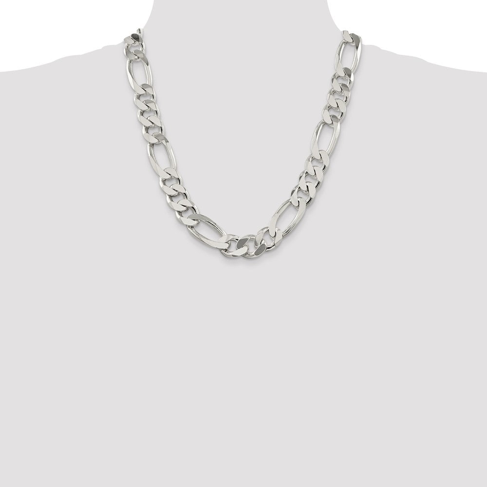 22 Inch Sterling Silver 15mm Figaro Chain Necklace