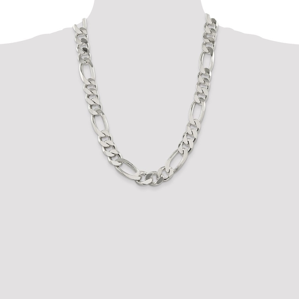 24 Inch Sterling Silver 15mm Figaro Chain Necklace
