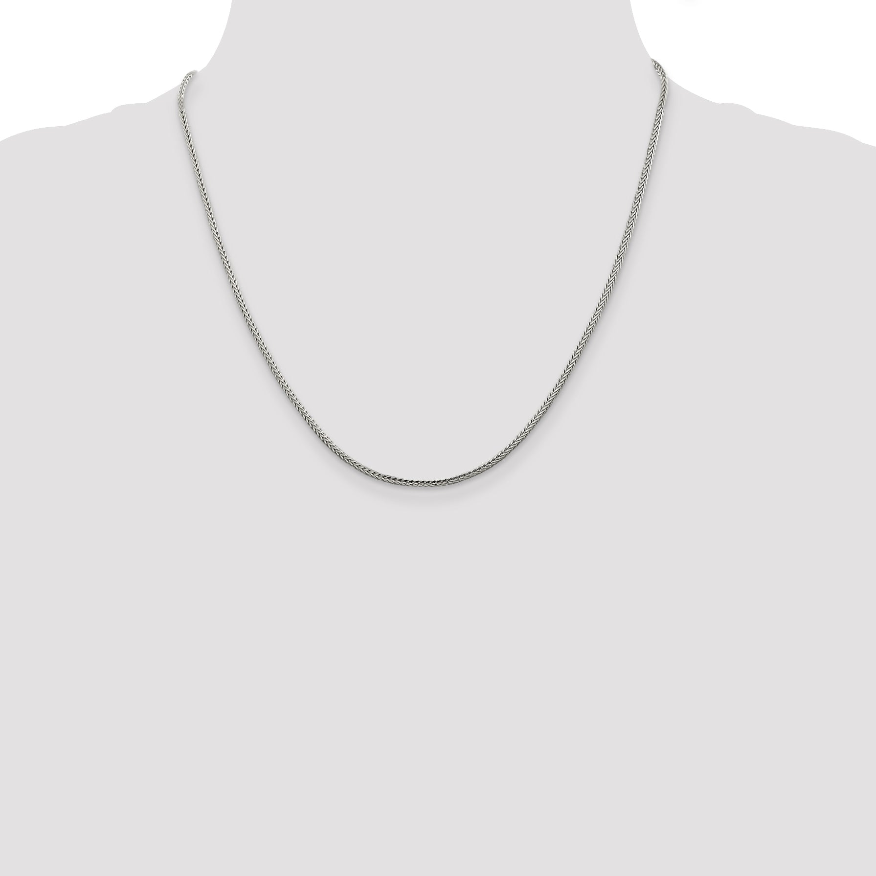 20 Inch Sterling Silver 2mm Diamond-Cut Round Franco Chain Necklace