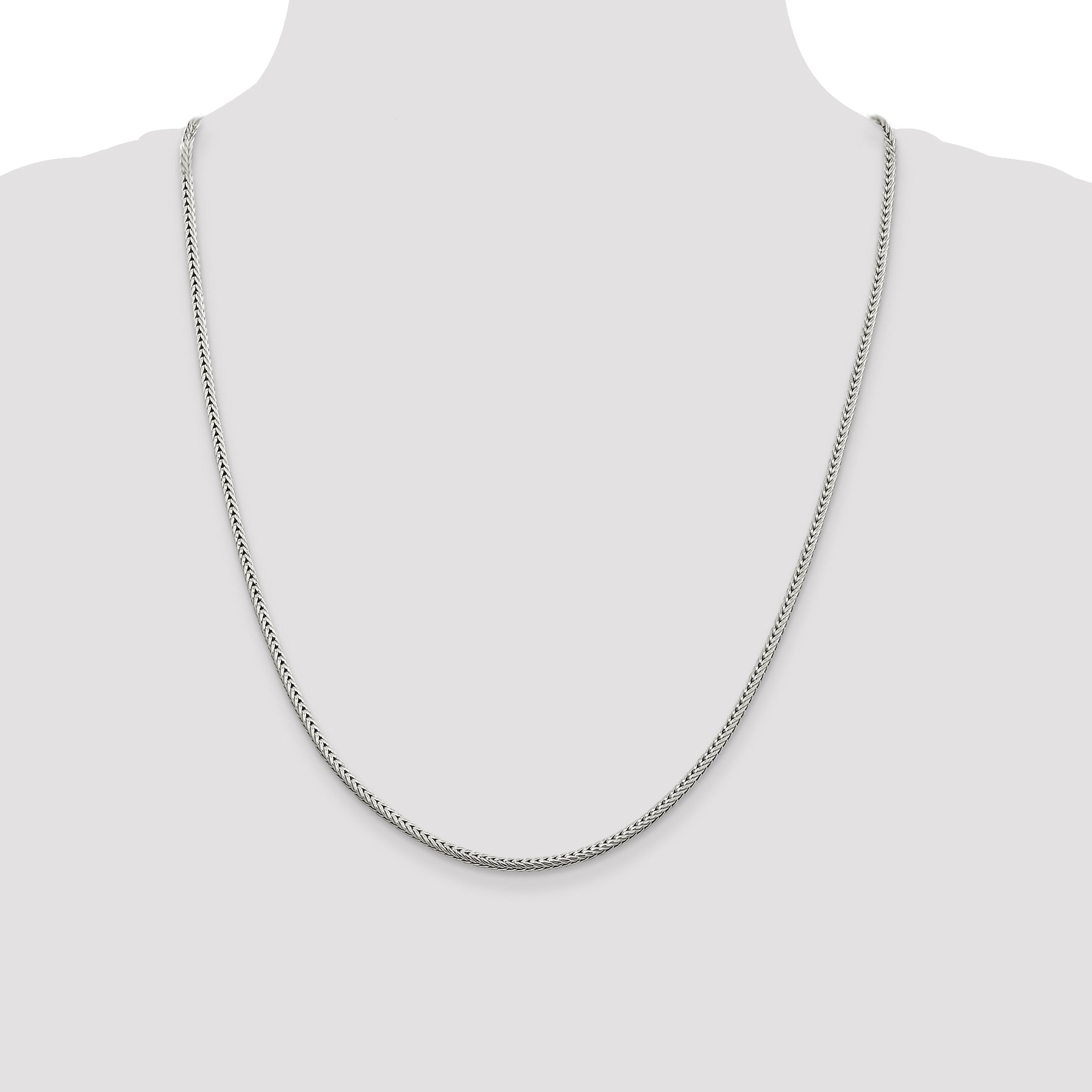 24 Inch Sterling Silver 2.5mm Diamond-Cut Round Franco Chain Necklace
