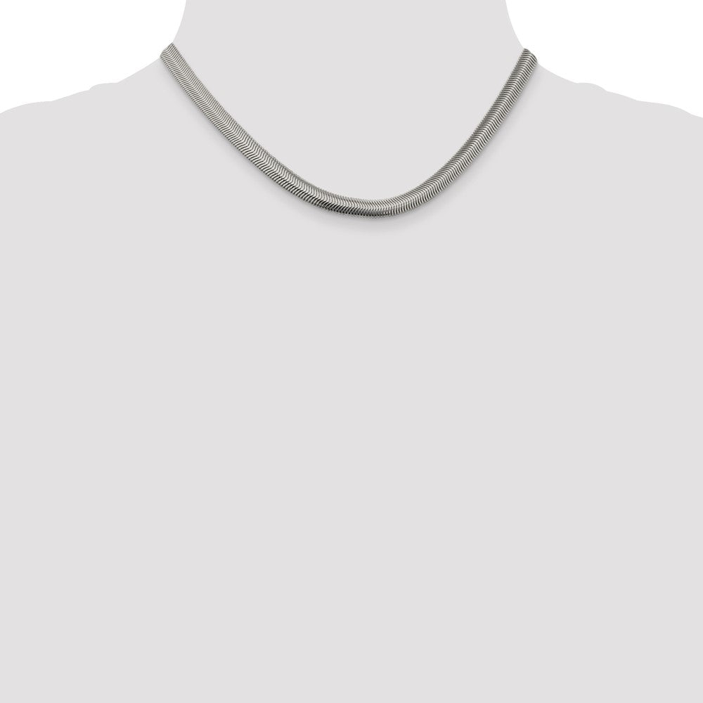 16 Inch Sterling Silver 6.25mm Flat Oval Snake Chain Necklace