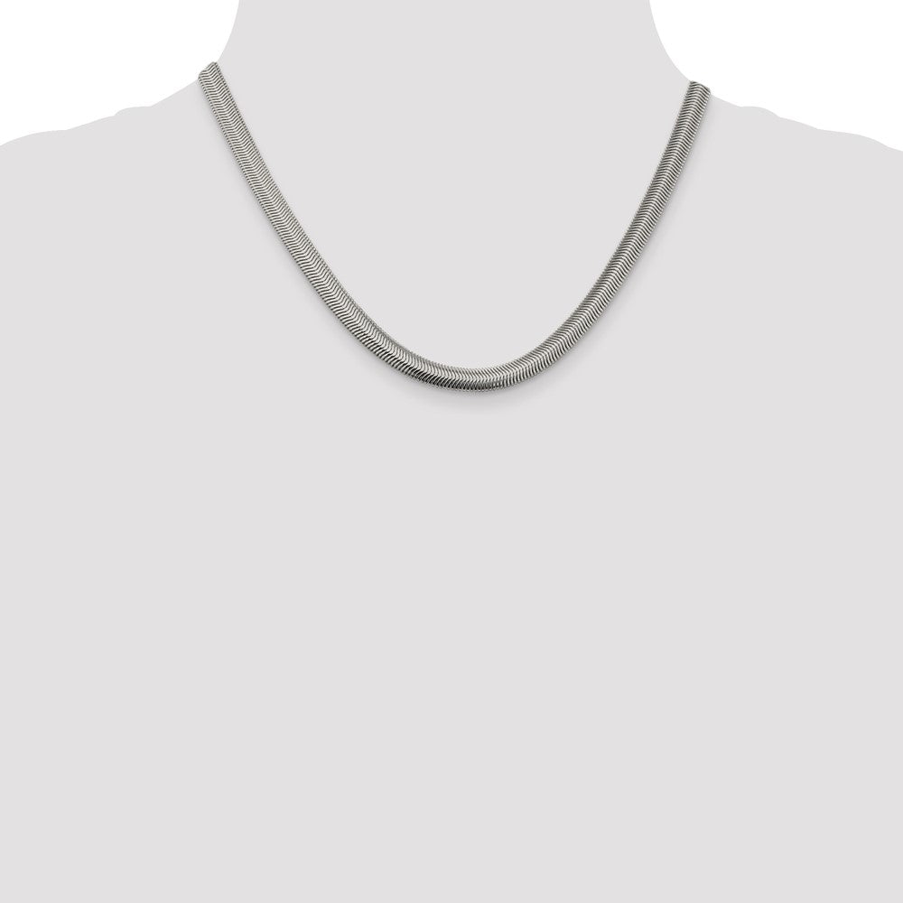 18 Inch Sterling Silver 6.25mm Flat Oval Snake Chain Necklace