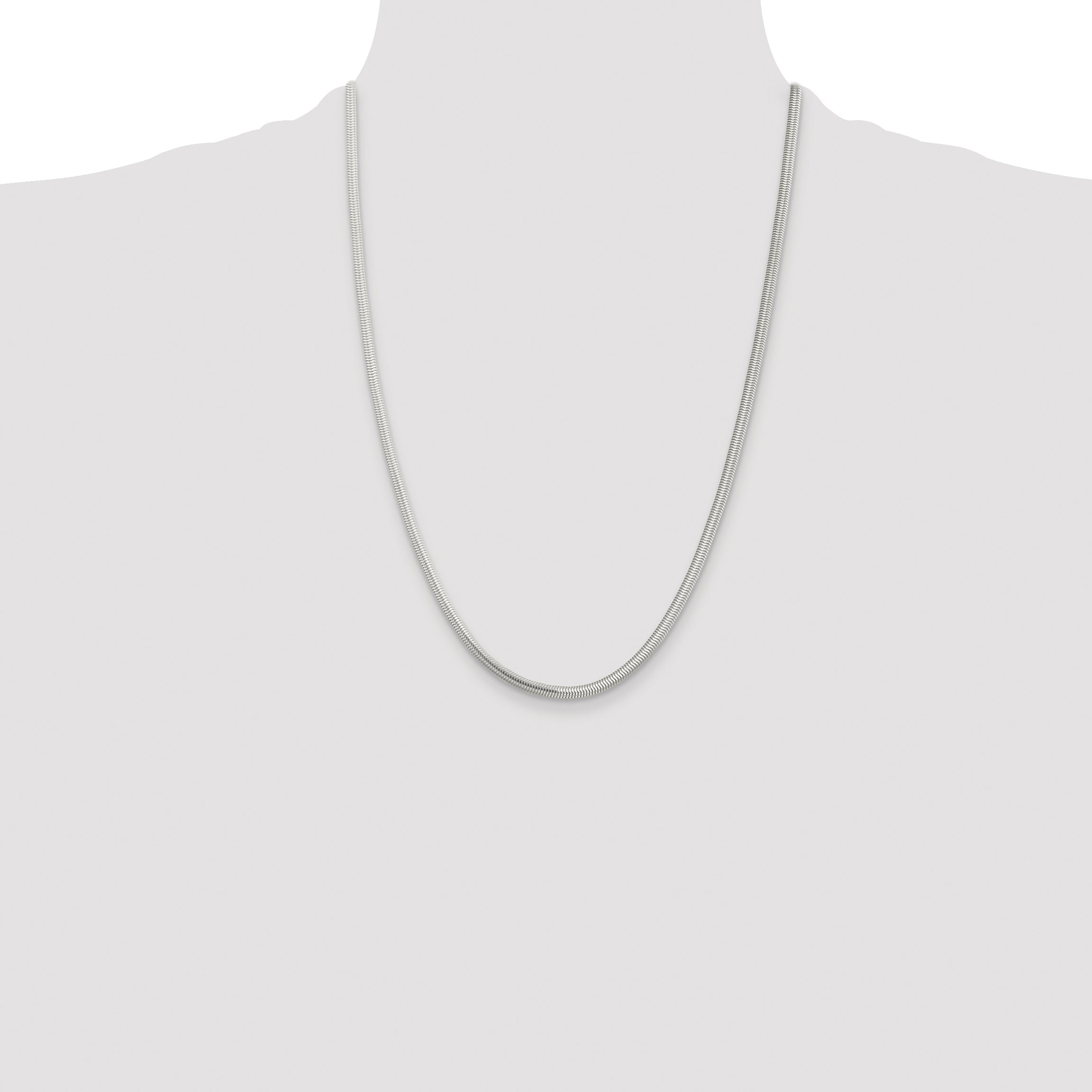 24 Inch Sterling Silver 3.5mm 6-Sided Oval Snake Chain Necklace