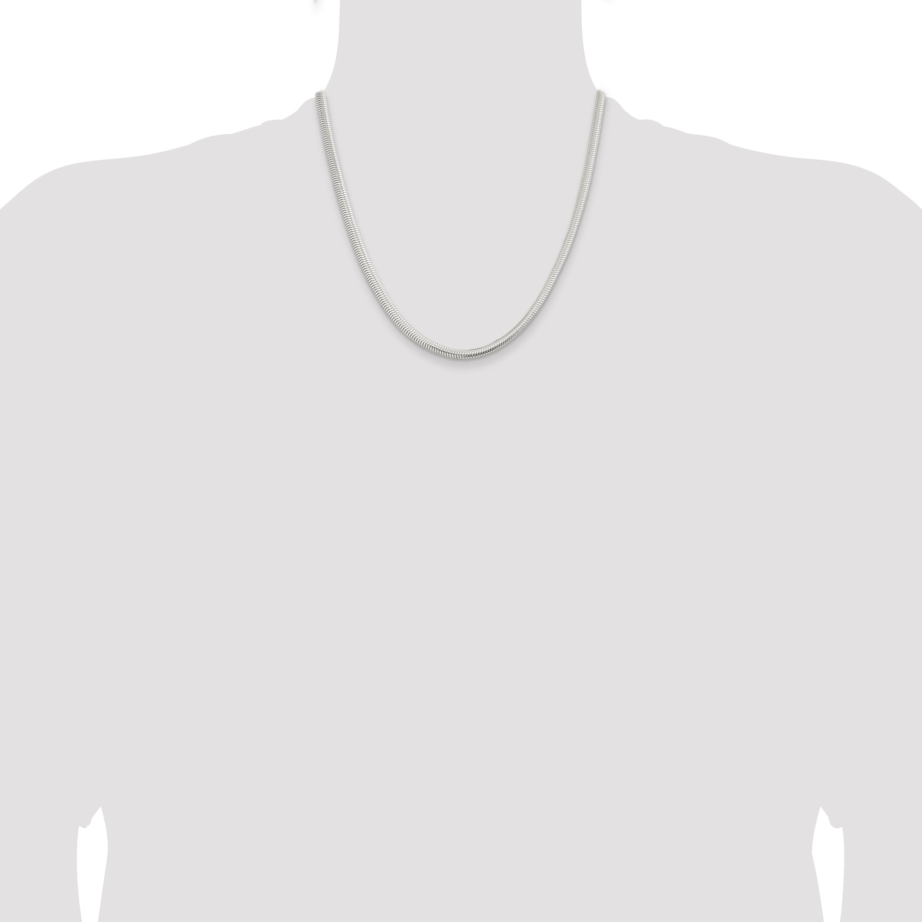 20 Inch Sterling Silver 5mm 6-Sided Oval Snake Chain Necklace