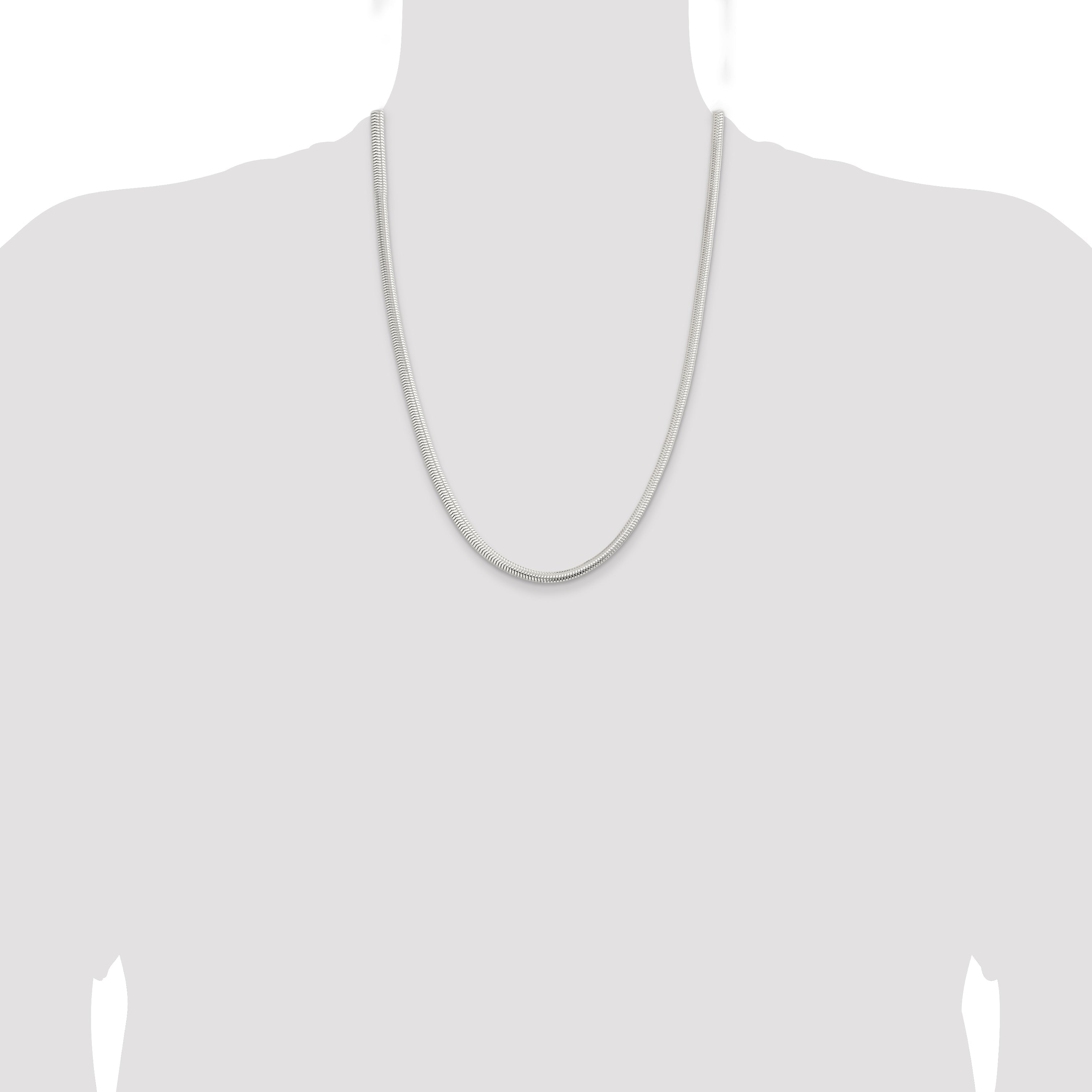 24 Inch Sterling Silver 5mm 6-Sided Oval Snake Chain Necklace