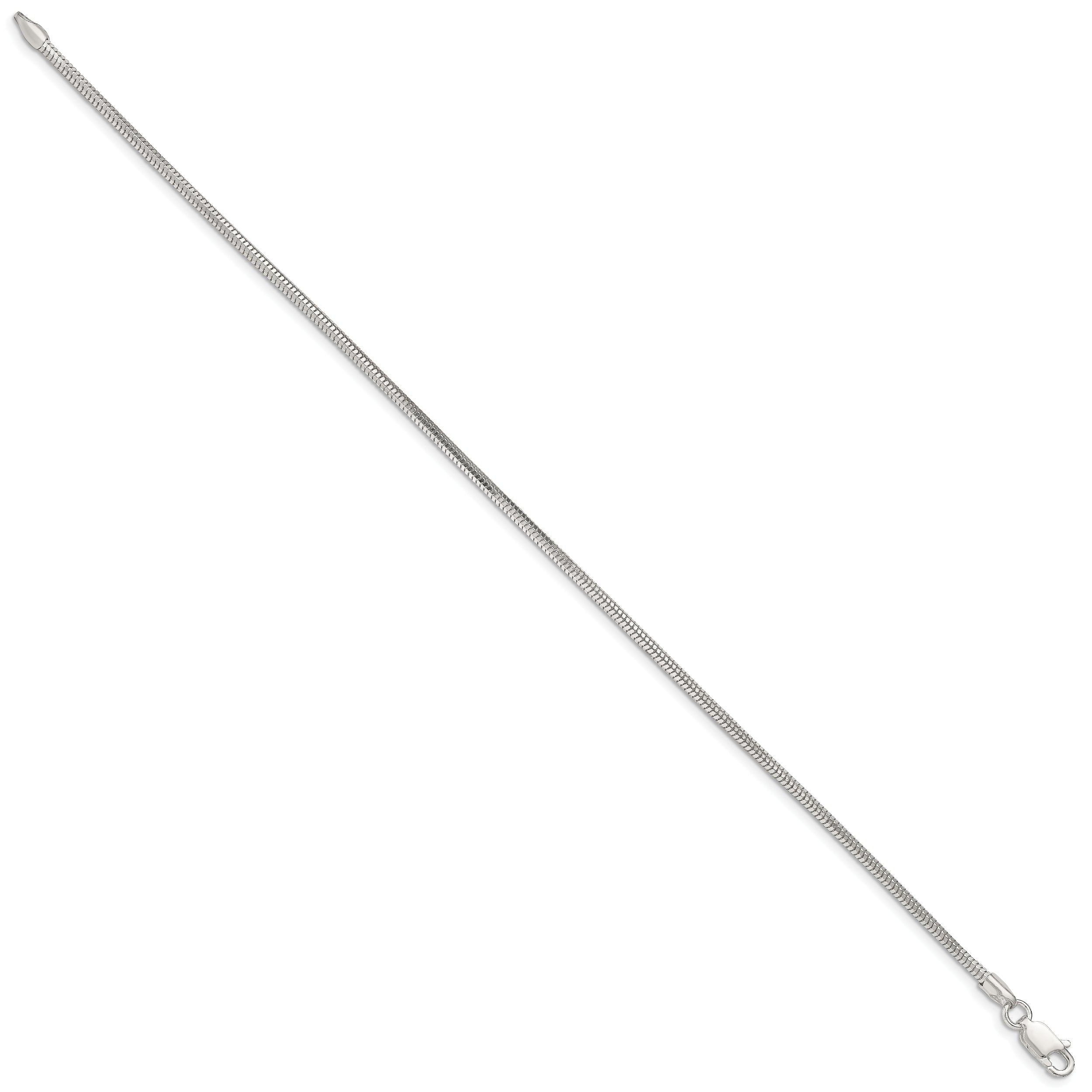 7 Inch Sterling Silver 2mm Diamond-Cut Snake Chain Bracelet